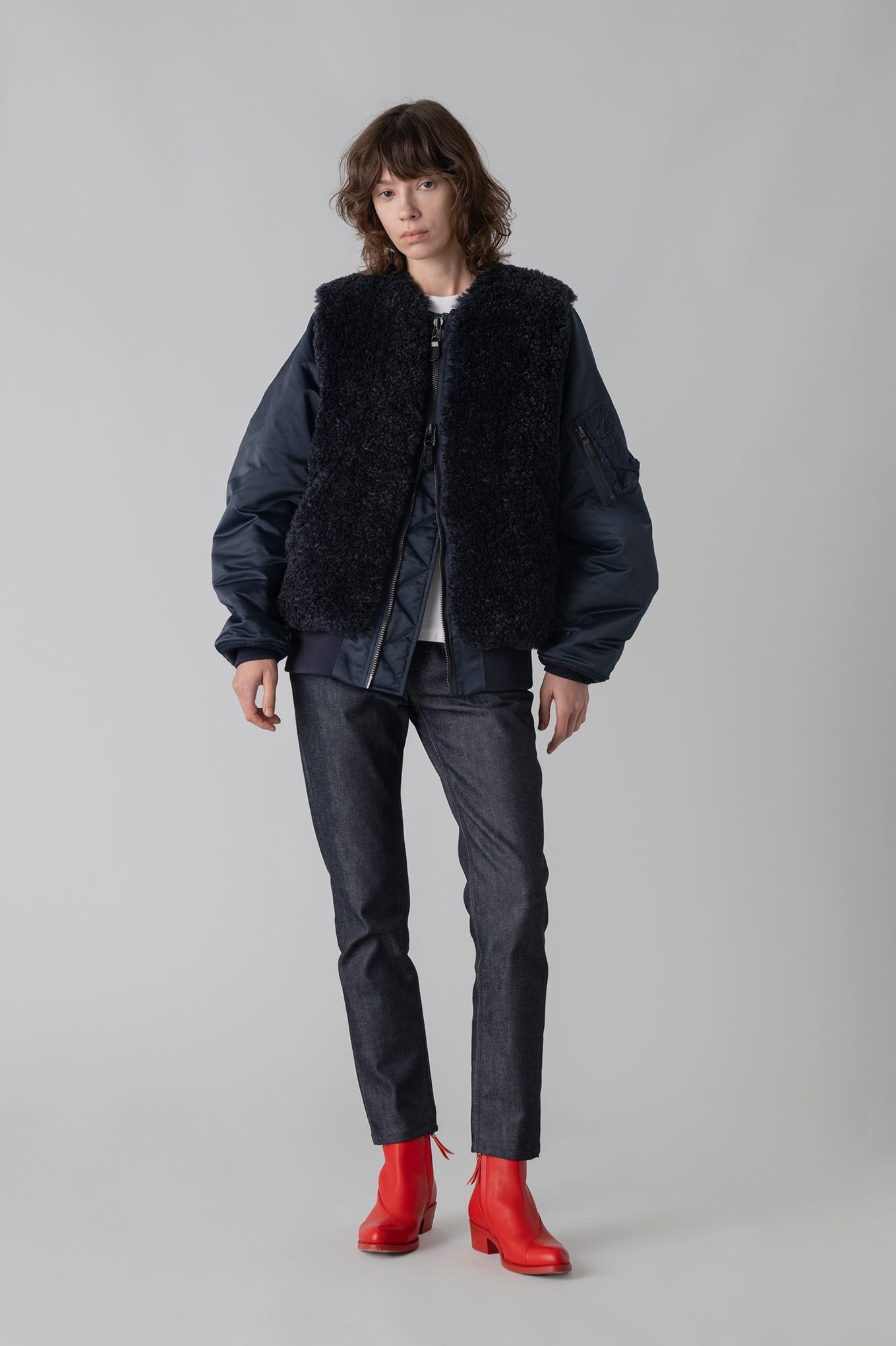 FAUX SHEARLING TYPE MA-1 JACKET