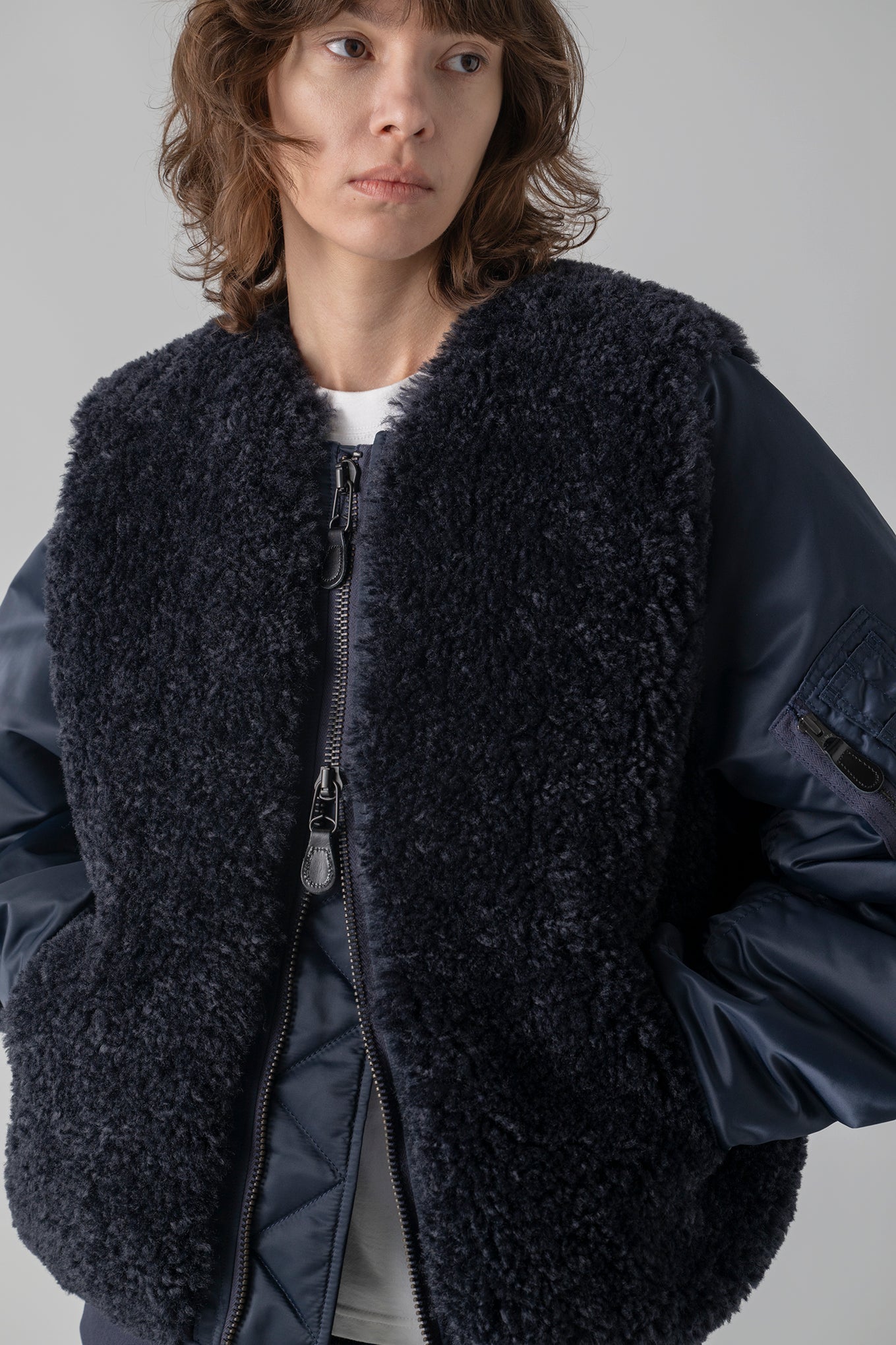 FAUX SHEARLING TYPE MA-1 JACKET