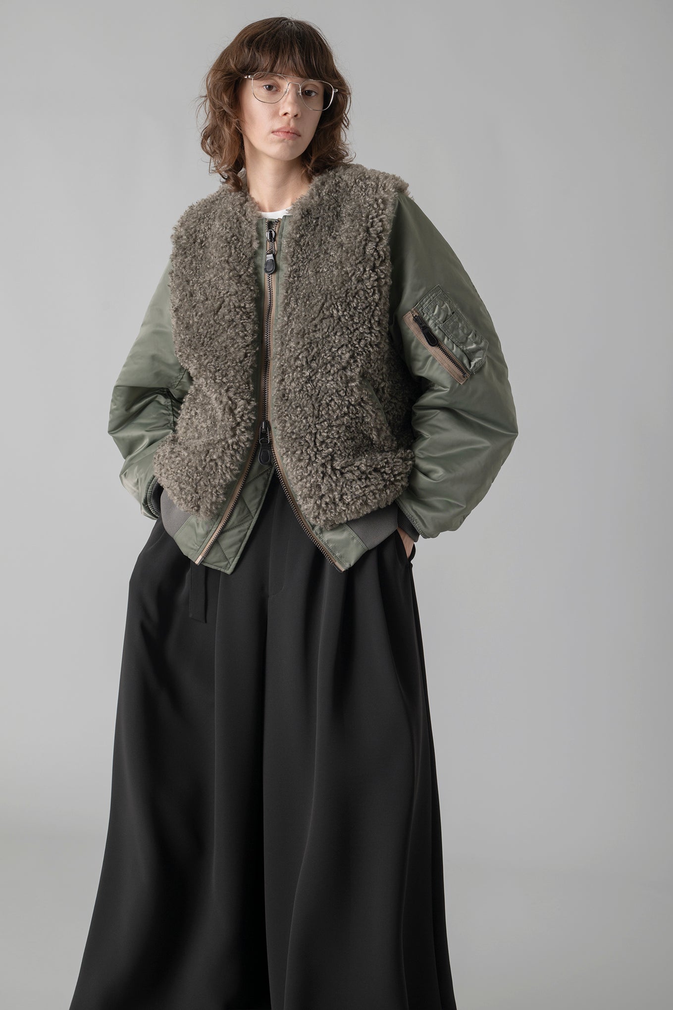 FAUX SHEARLING TYPE MA-1 JACKET