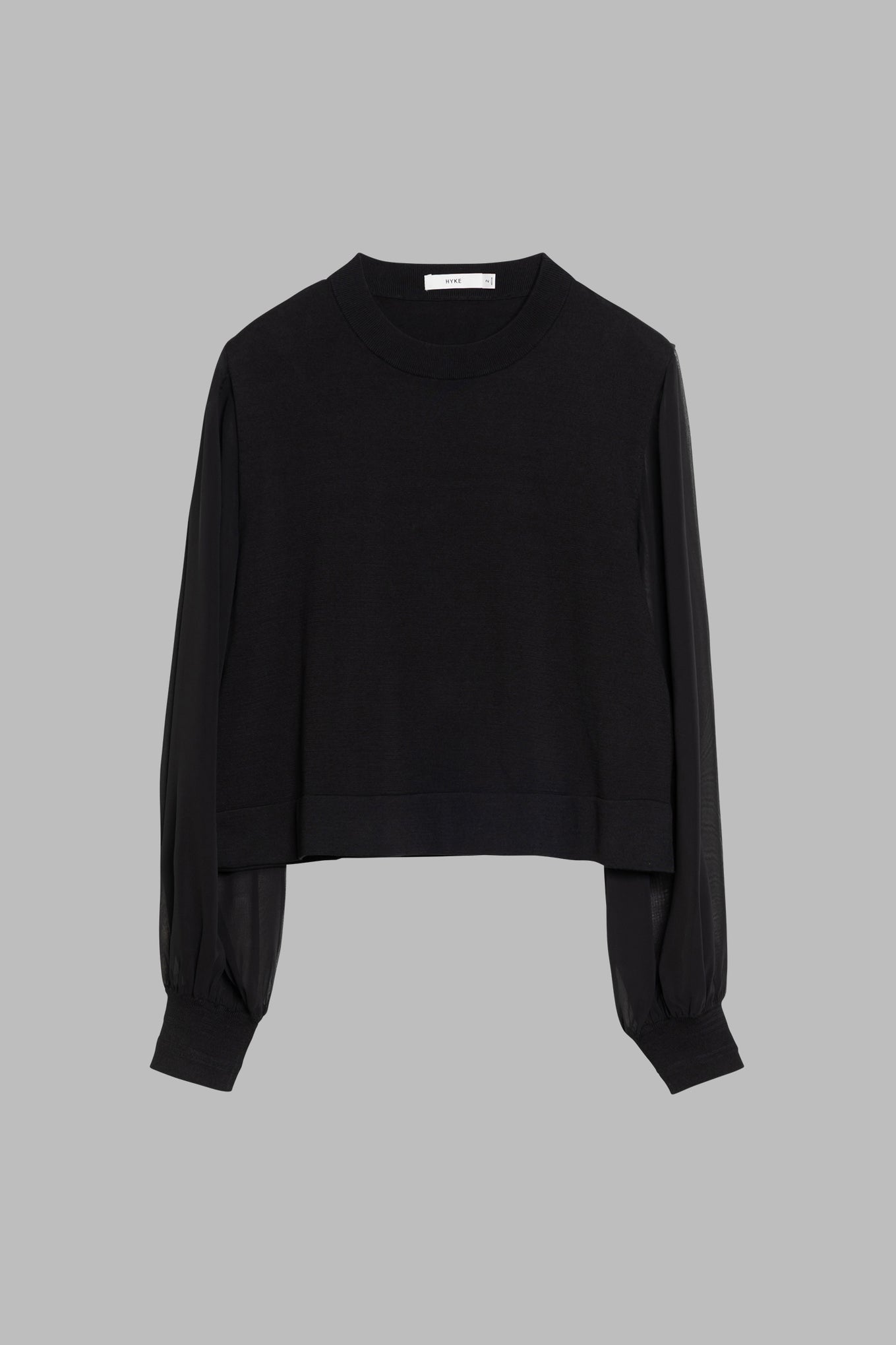 SHEER SLEEVES CREW NECK CROPPED KNIT – HYKE ONLINE STORE