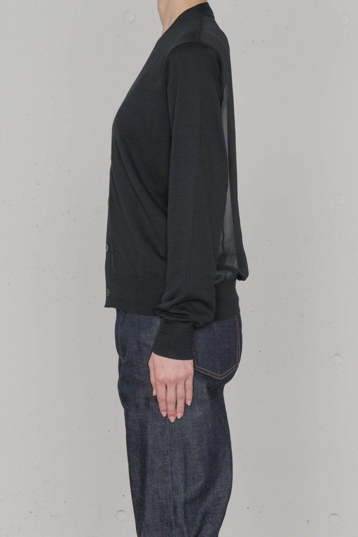 SHEER BACK KNIT CARDIGAN