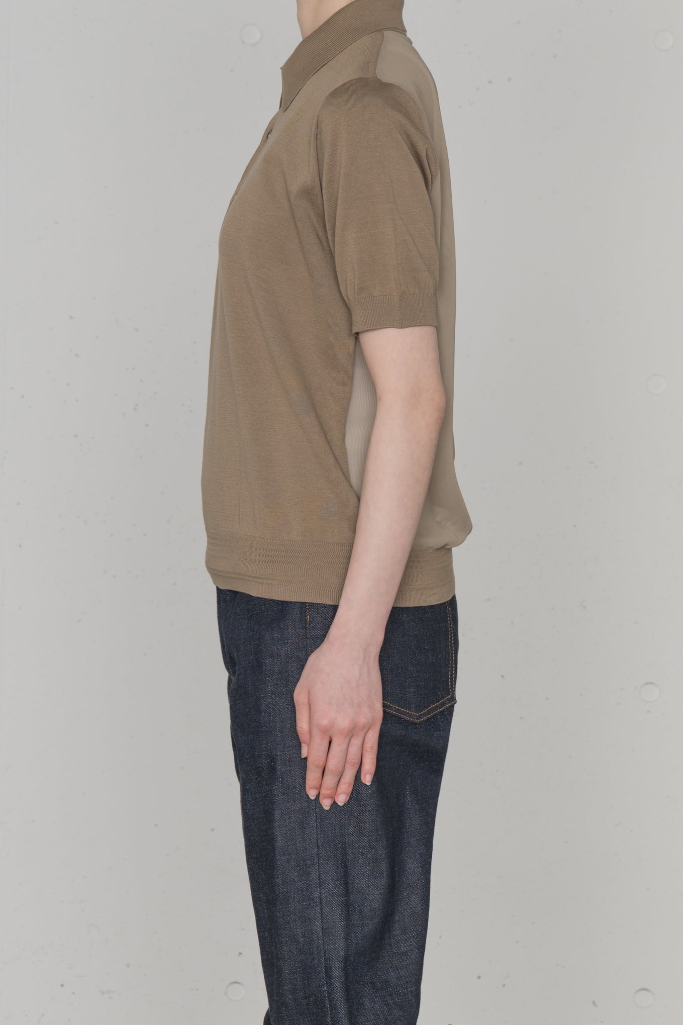 SHEER BACK POLO KNIT