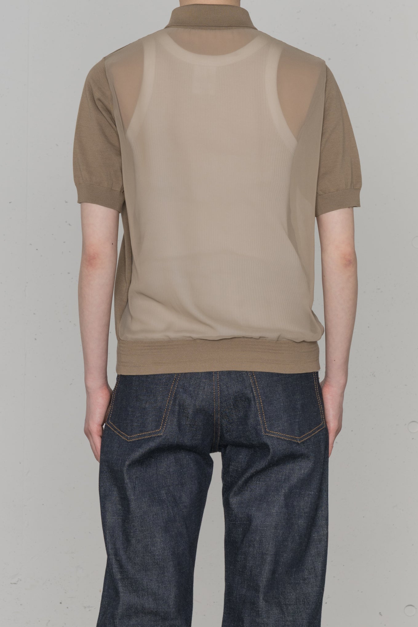 SHEER BACK POLO KNIT