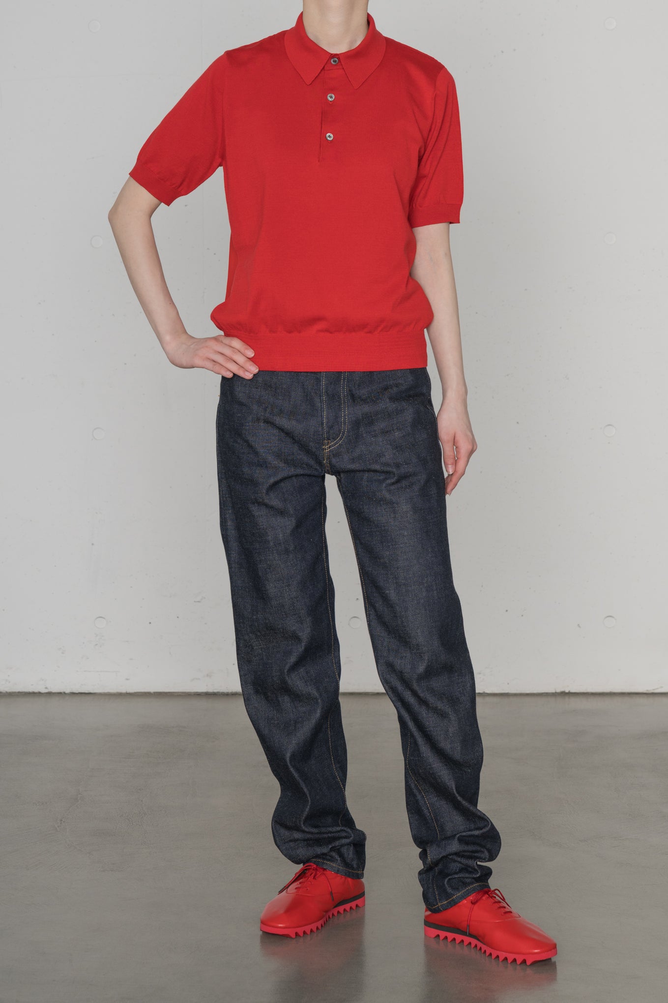 SHEER BACK POLO KNIT