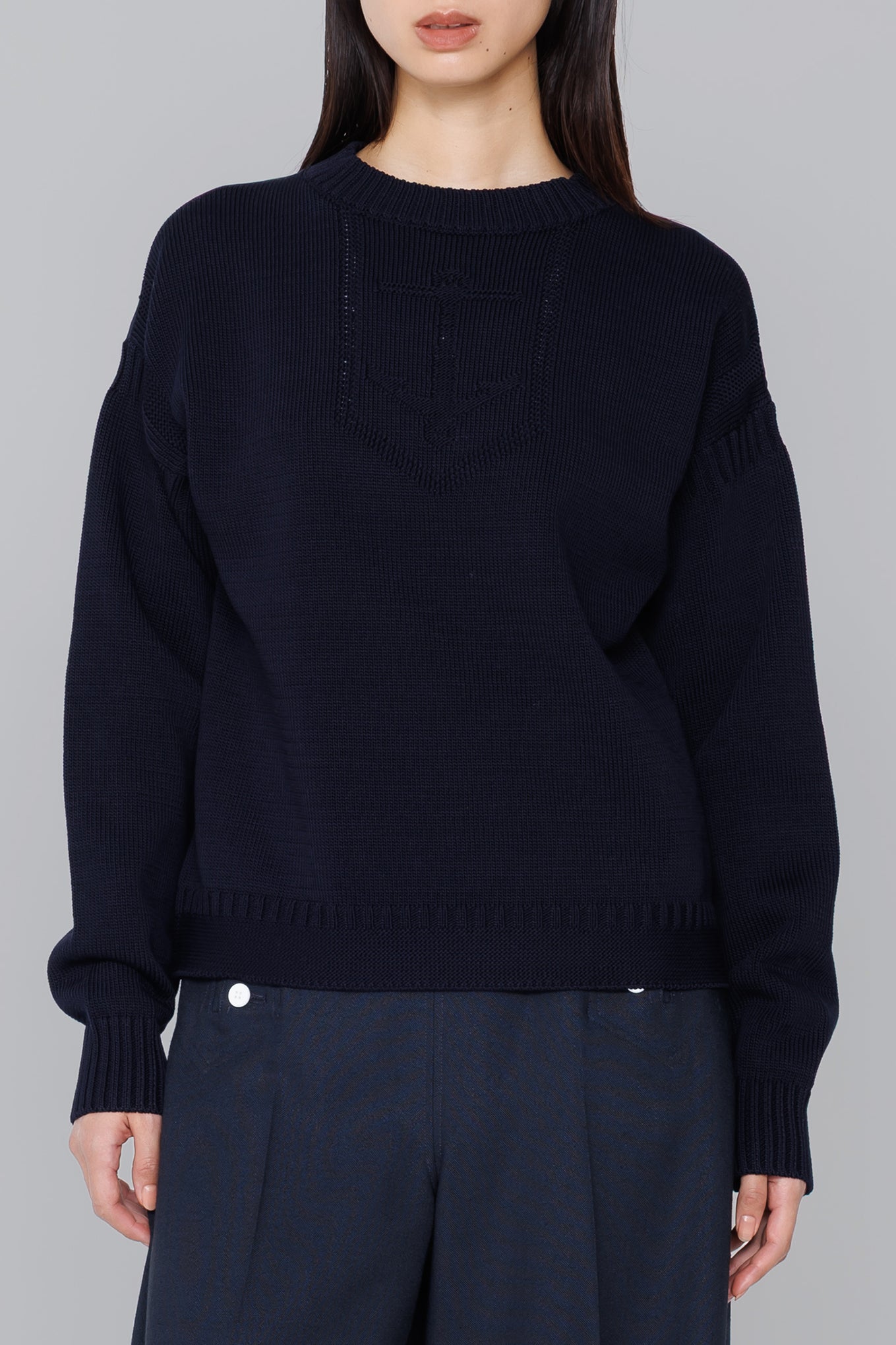 SHEER BACK GUERNSEY KNIT