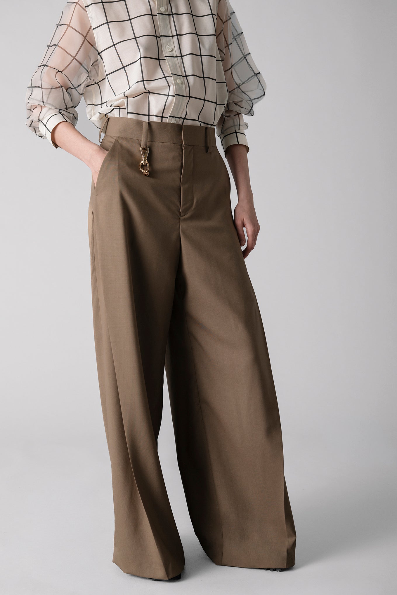 WOOL SIDE TUCK PANTS