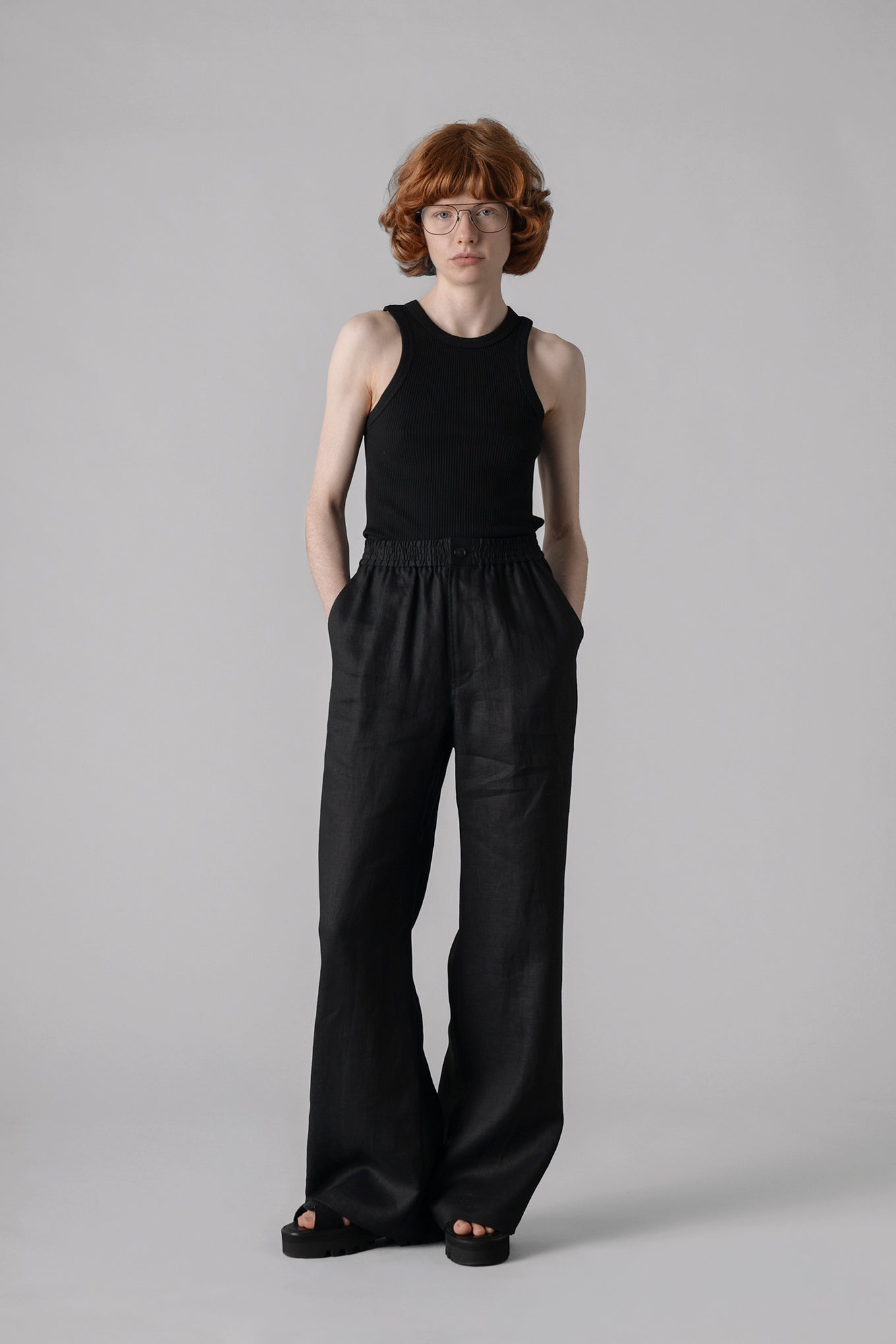 LINEN WIDE-LEG PANTS