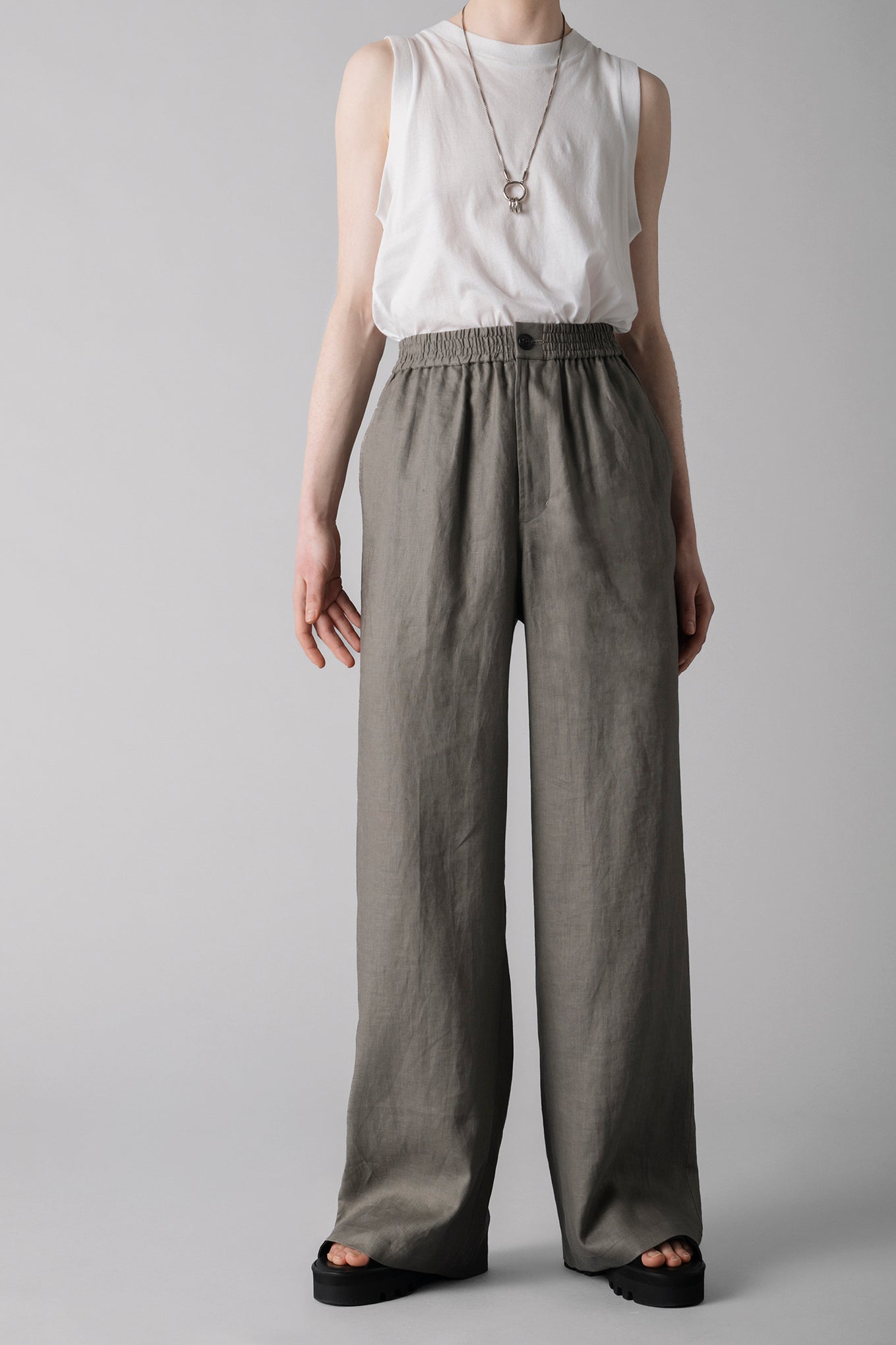 LINEN WIDE-LEG PANTS