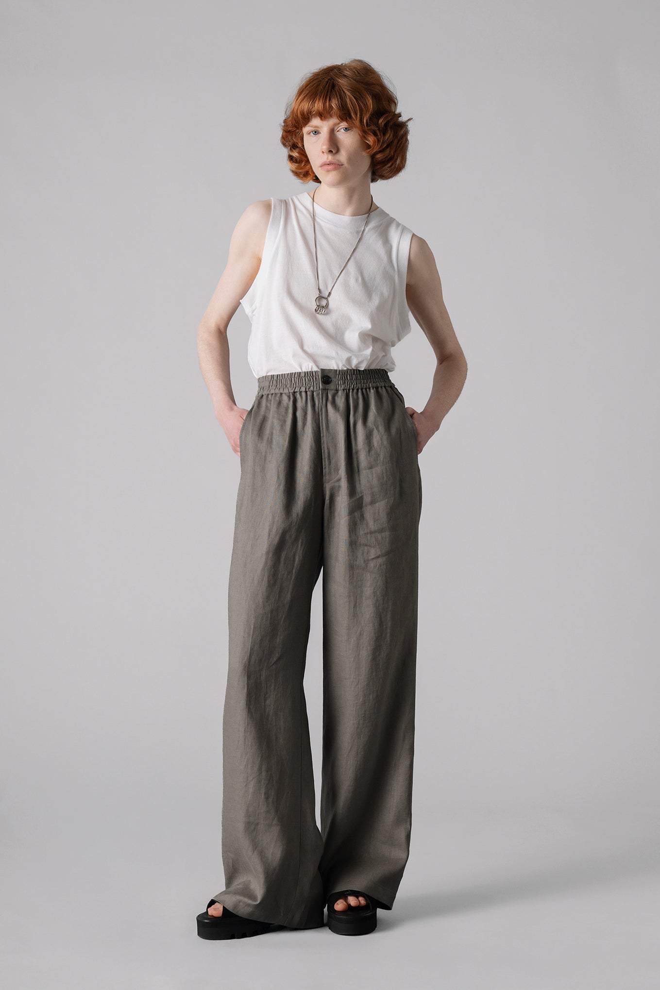 LINEN WIDE-LEG PANTS