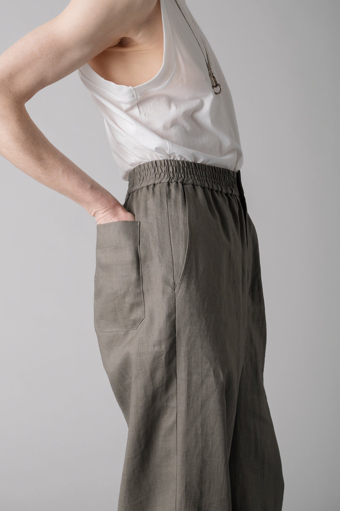 LINEN WIDE-LEG PANTS