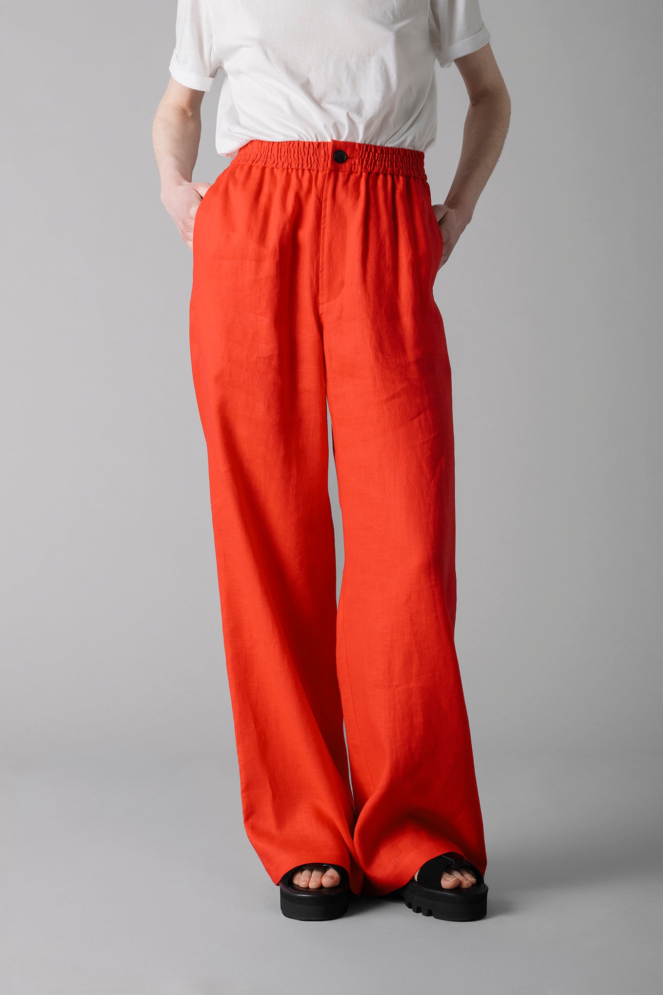 LINEN WIDE-LEG PANTS