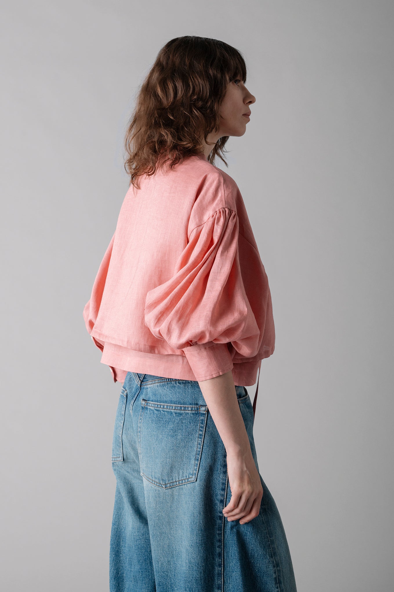 【HYKE(ハイク)】 LINEN BALLOON SLEEVE BLOUSE HYKE] ハイク LINEN BALLOON SLEEVE BLOUSE(BLACK)