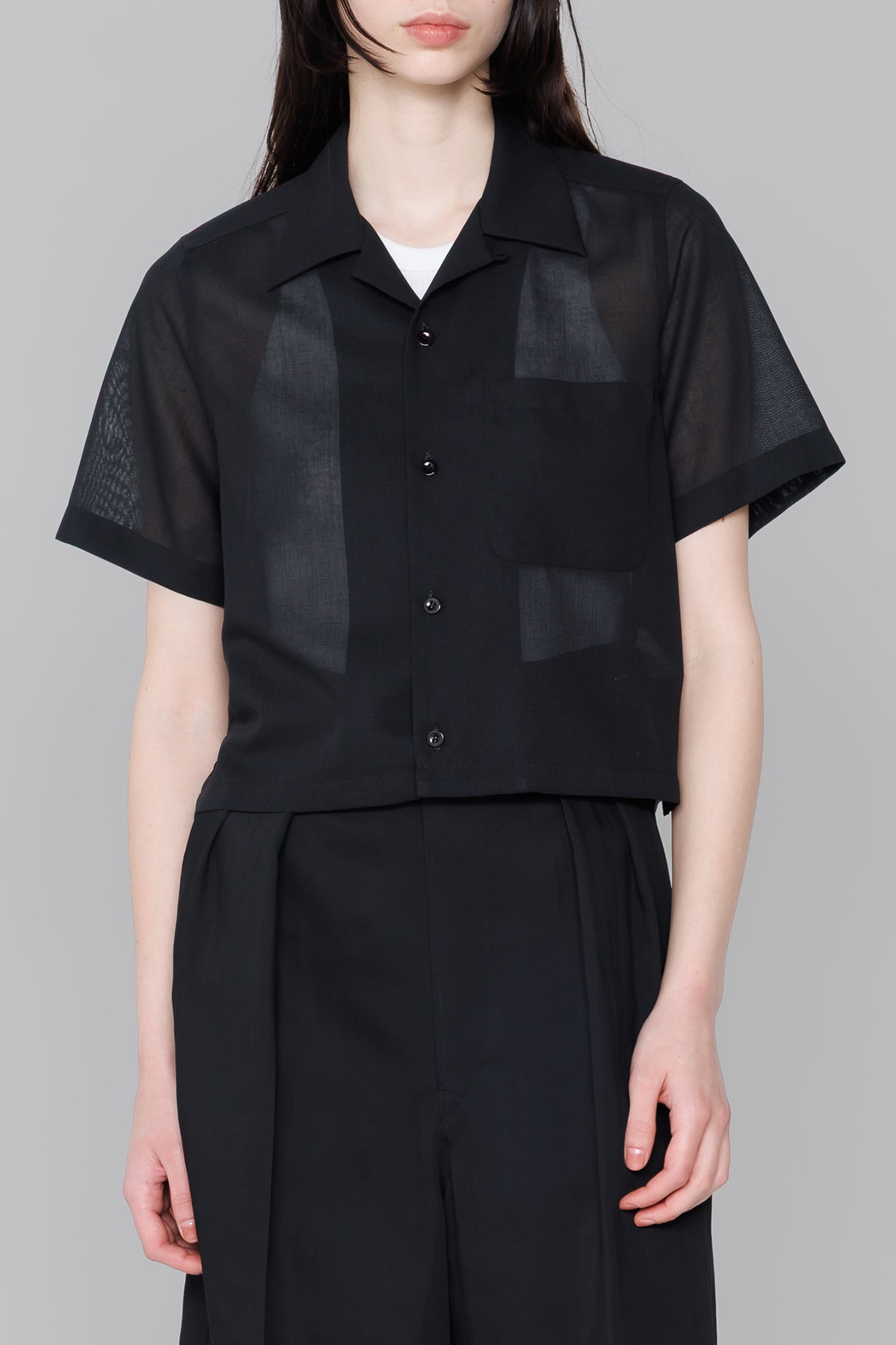 T/W VOILE CROPPED SHIRT