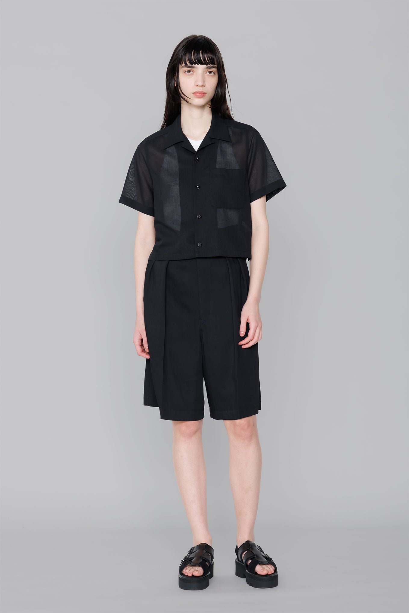 T/W VOILE CROPPED SHIRT