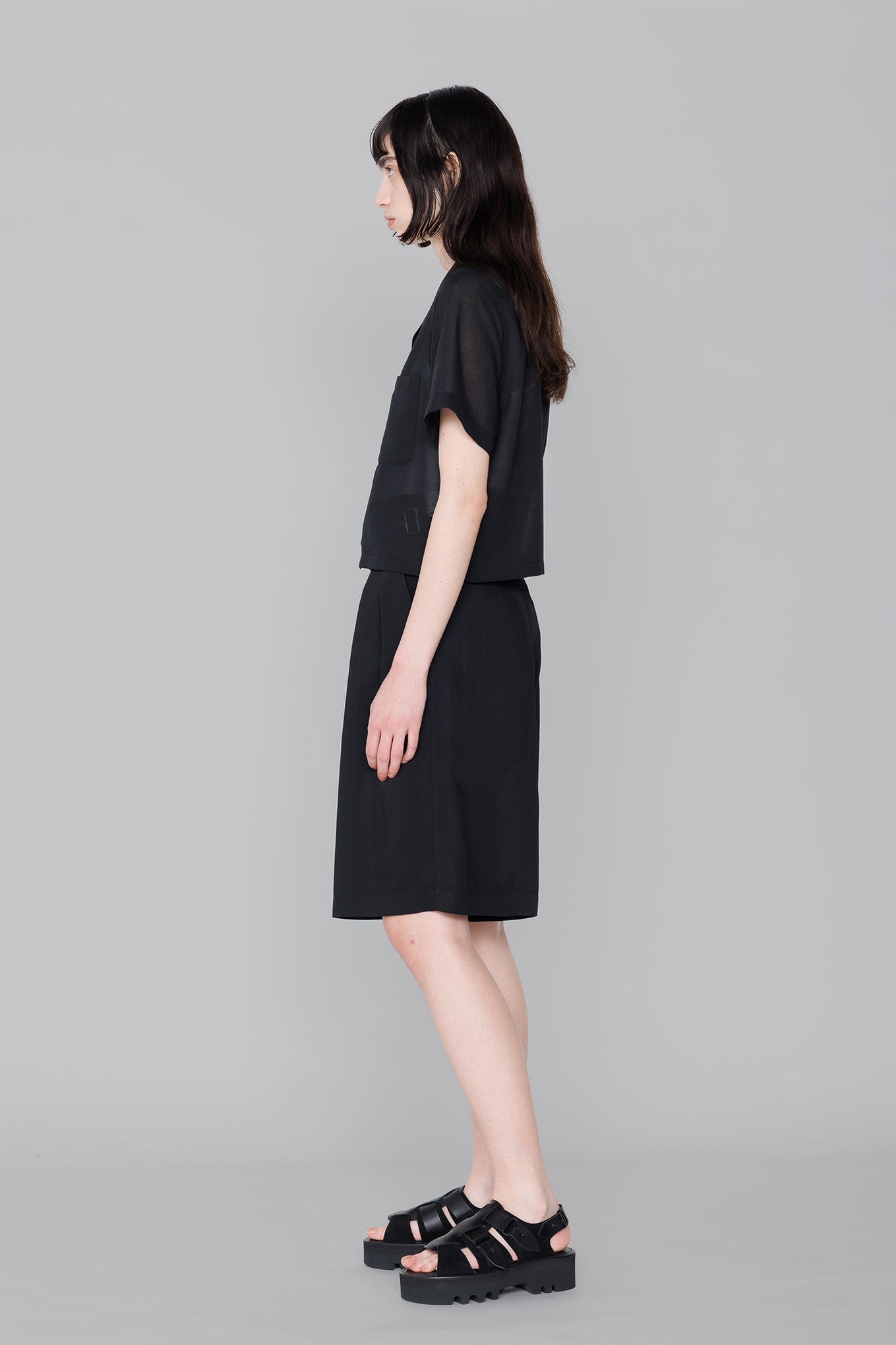 T/W VOILE CROPPED SHIRT