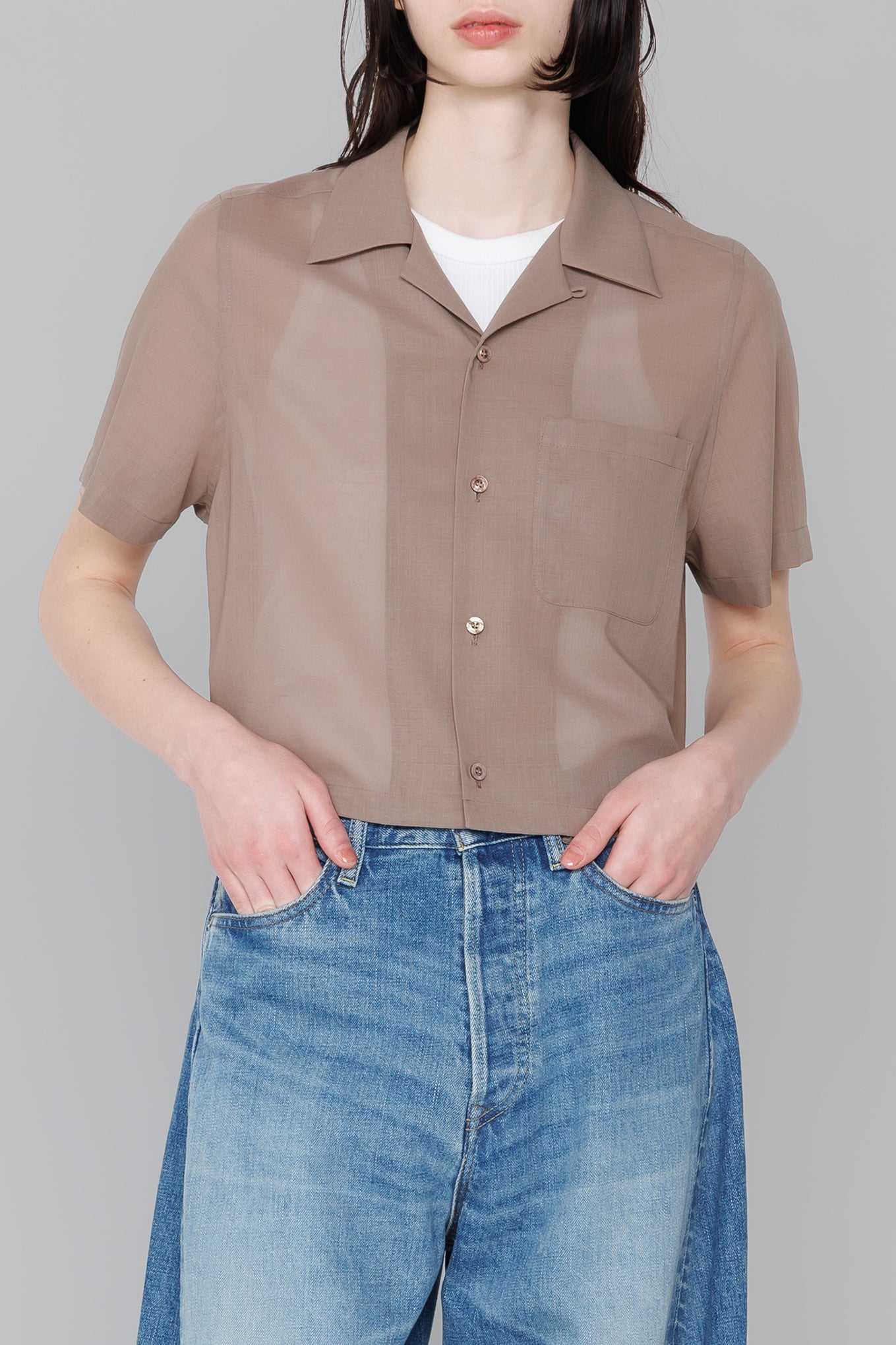 T/W VOILE CROPPED SHIRT