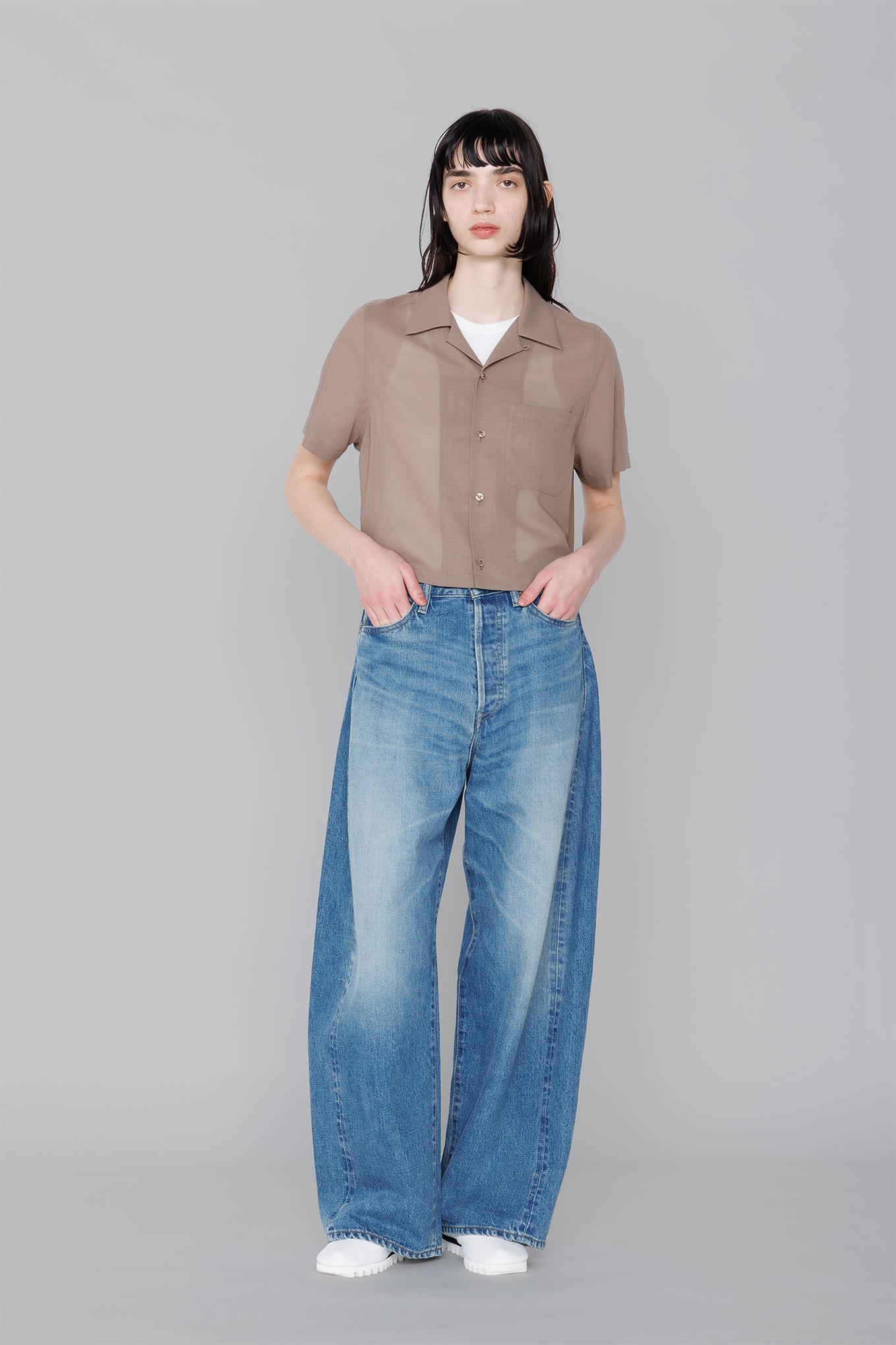 T/W VOILE CROPPED SHIRT