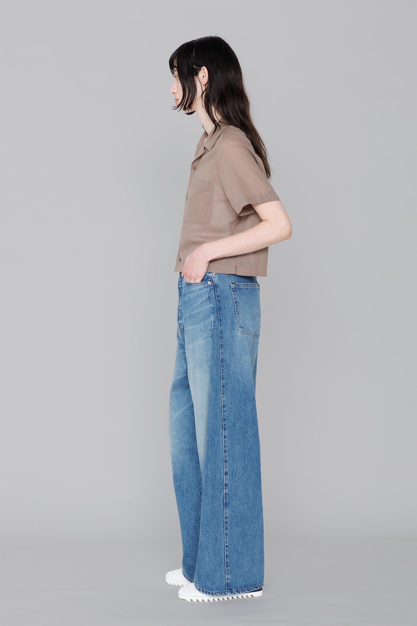 T/W VOILE CROPPED SHIRT