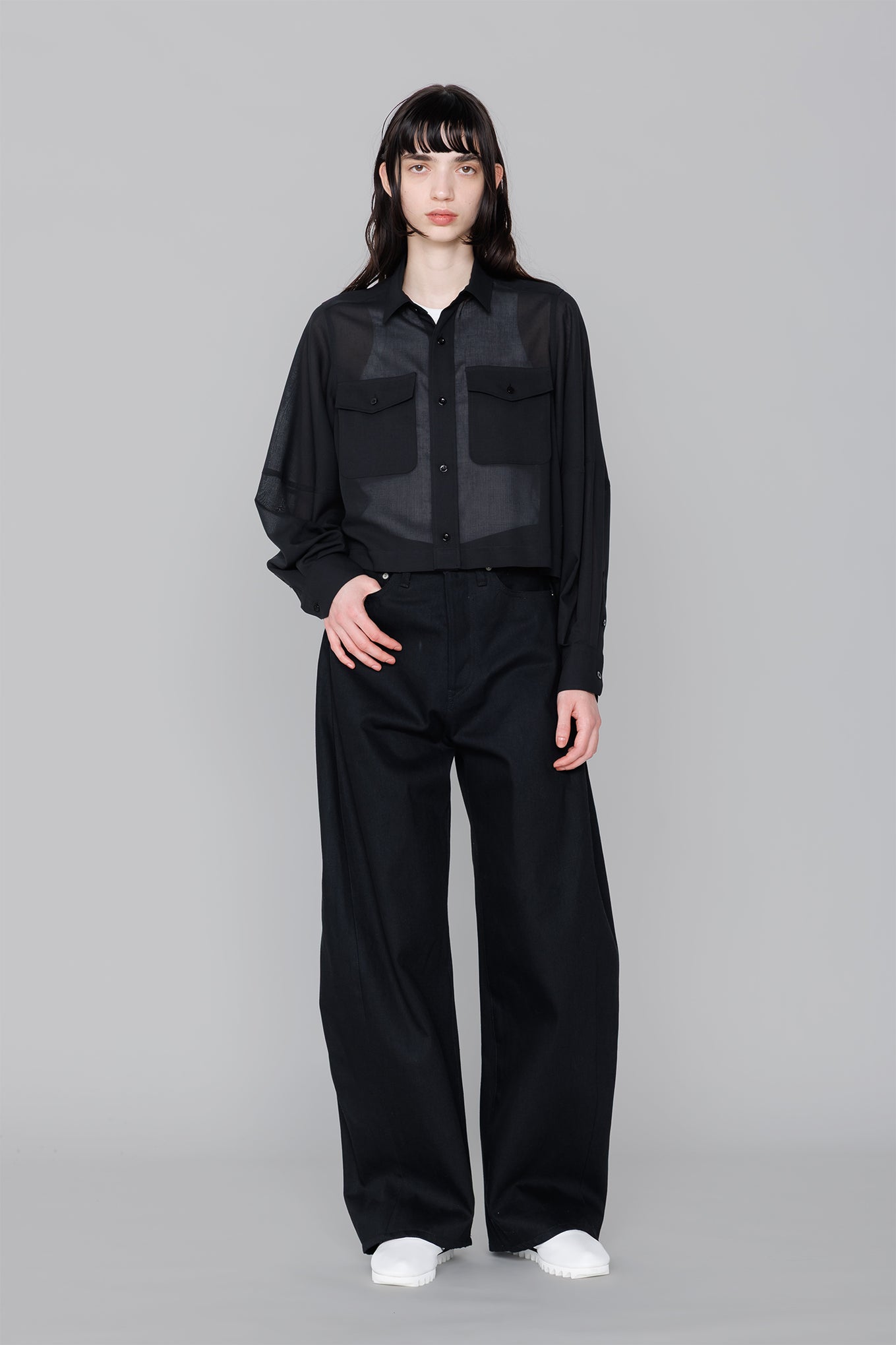 T/W VOILE BALLOON SLEEVE CROPPED SHIRT – HYKE ONLINE STORE