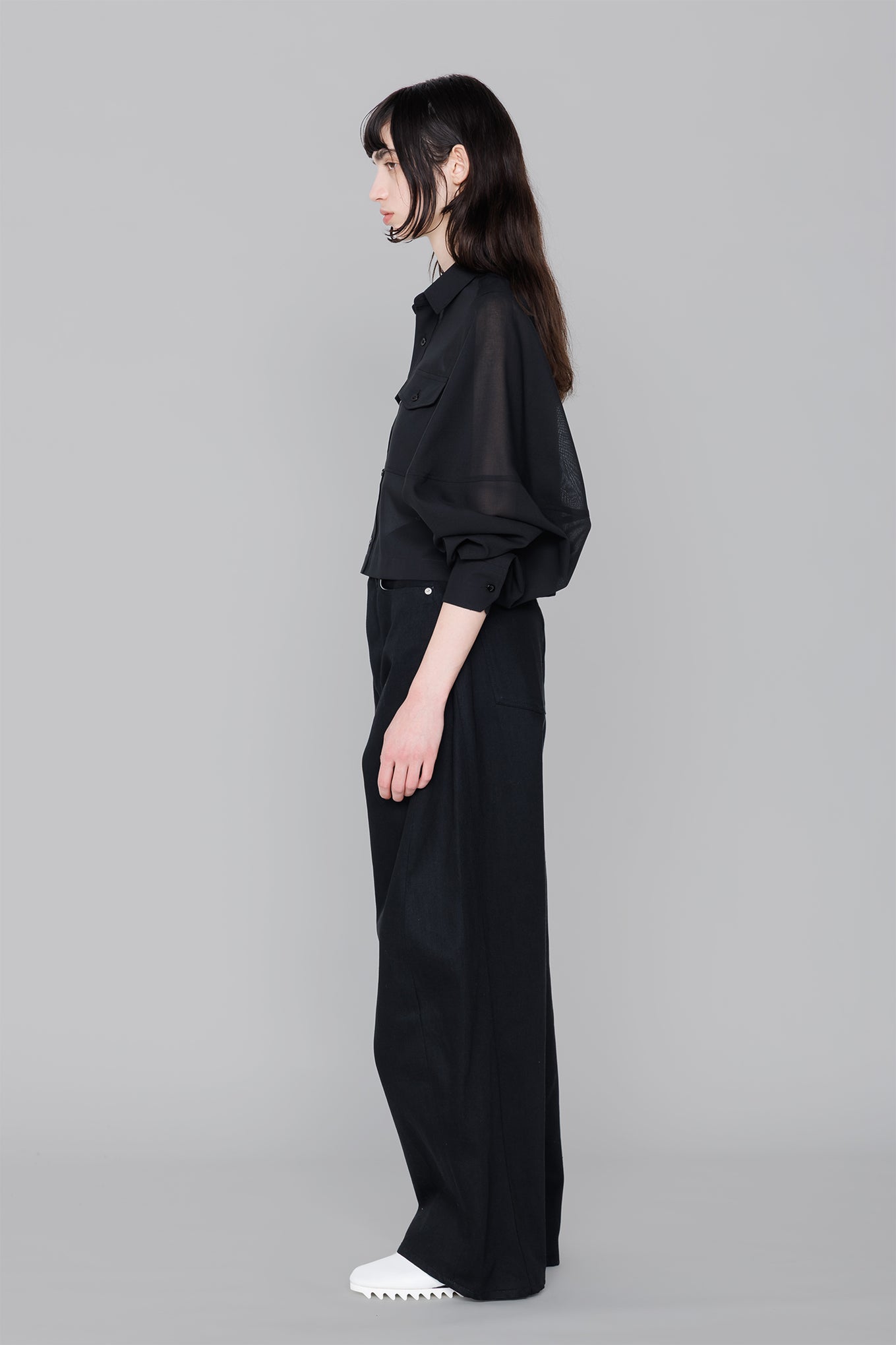 T/W VOILE BALLOON SLEEVE CROPPED SHIRT – HYKE ONLINE STORE