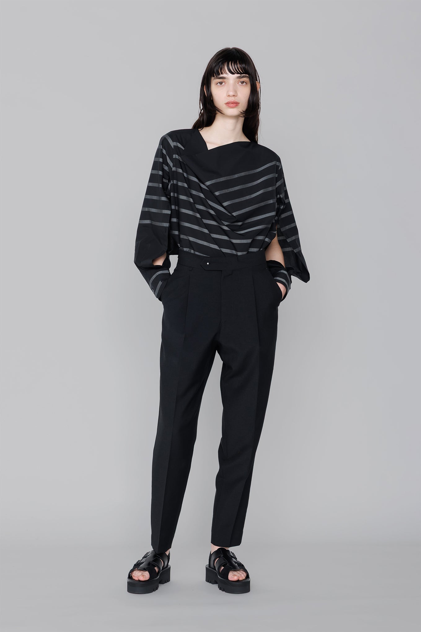 STRIPE COWL NECK BLOUSE