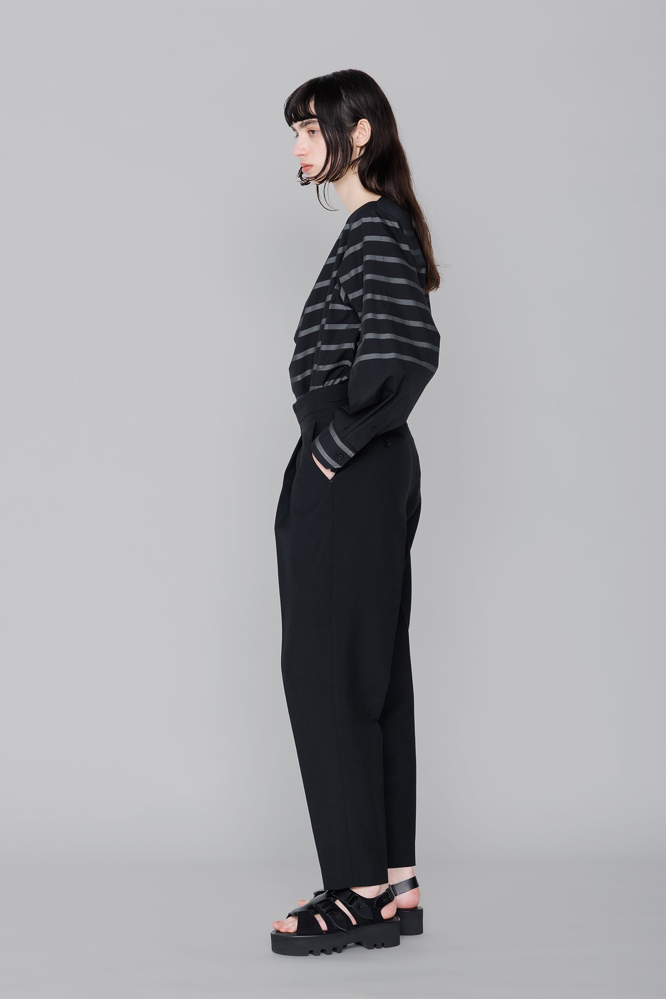 STRIPE COWL NECK BLOUSE