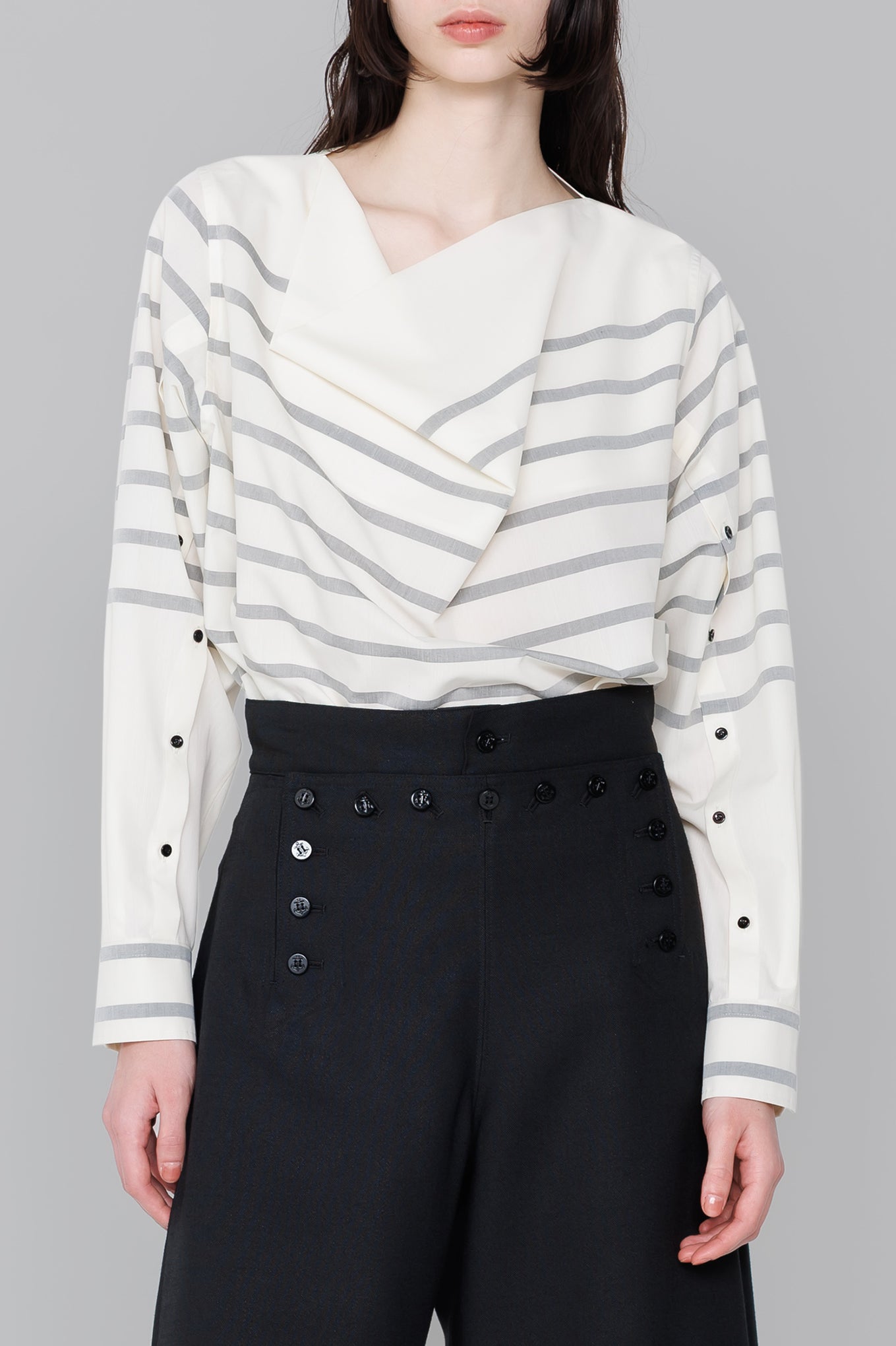 STRIPE COWL NECK BLOUSE
