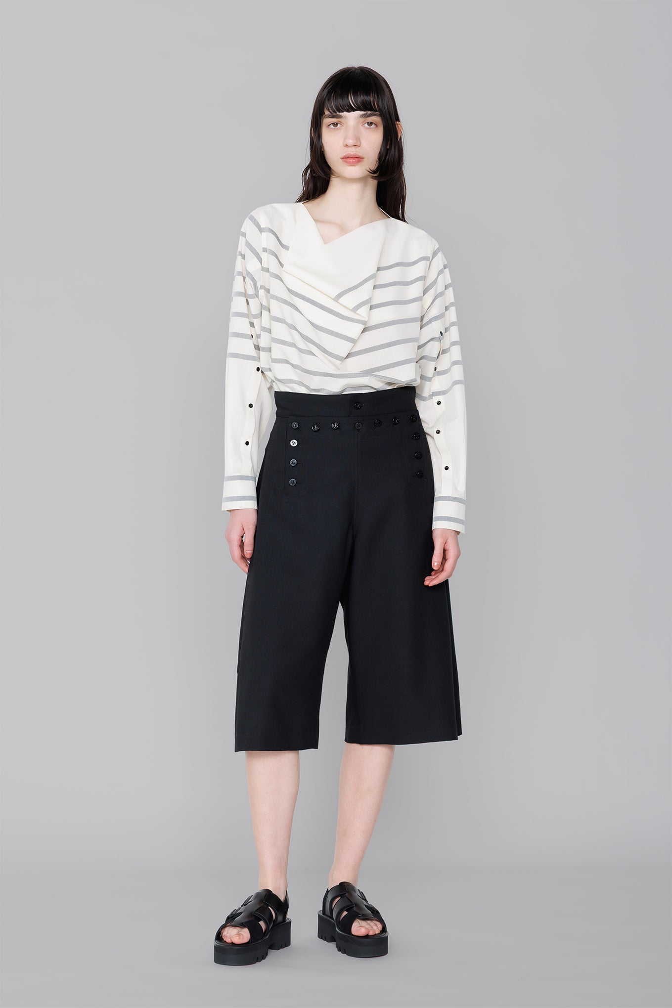 STRIPE COWL NECK BLOUSE