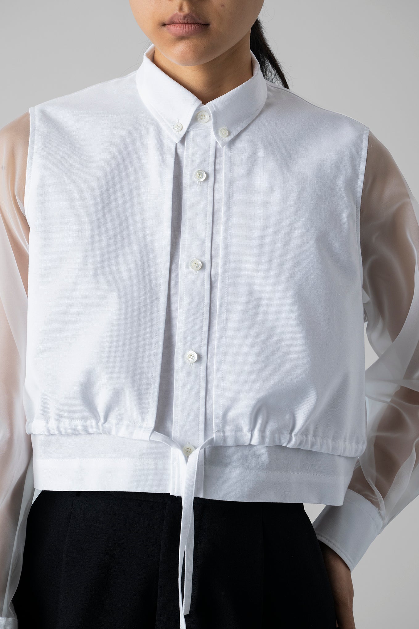 OXFORD SHEER SLEEVE SHIRT – HYKE ONLINE STORE