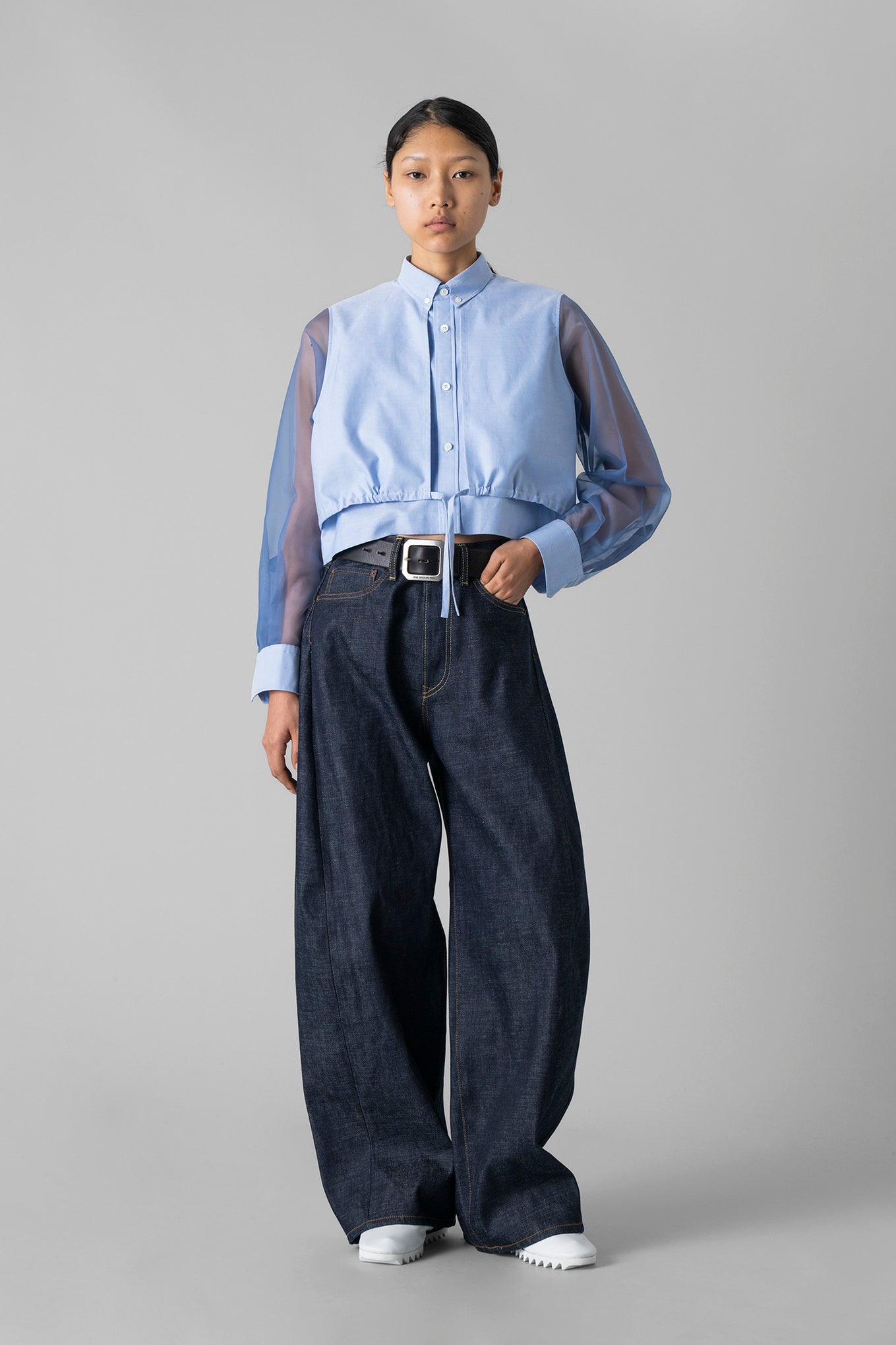 トップス HYKE OXFORD SHEER SLEEVE SHIRT OXFORD SHEER SLEEVE SHIRT – HYKE ONLINE STORE