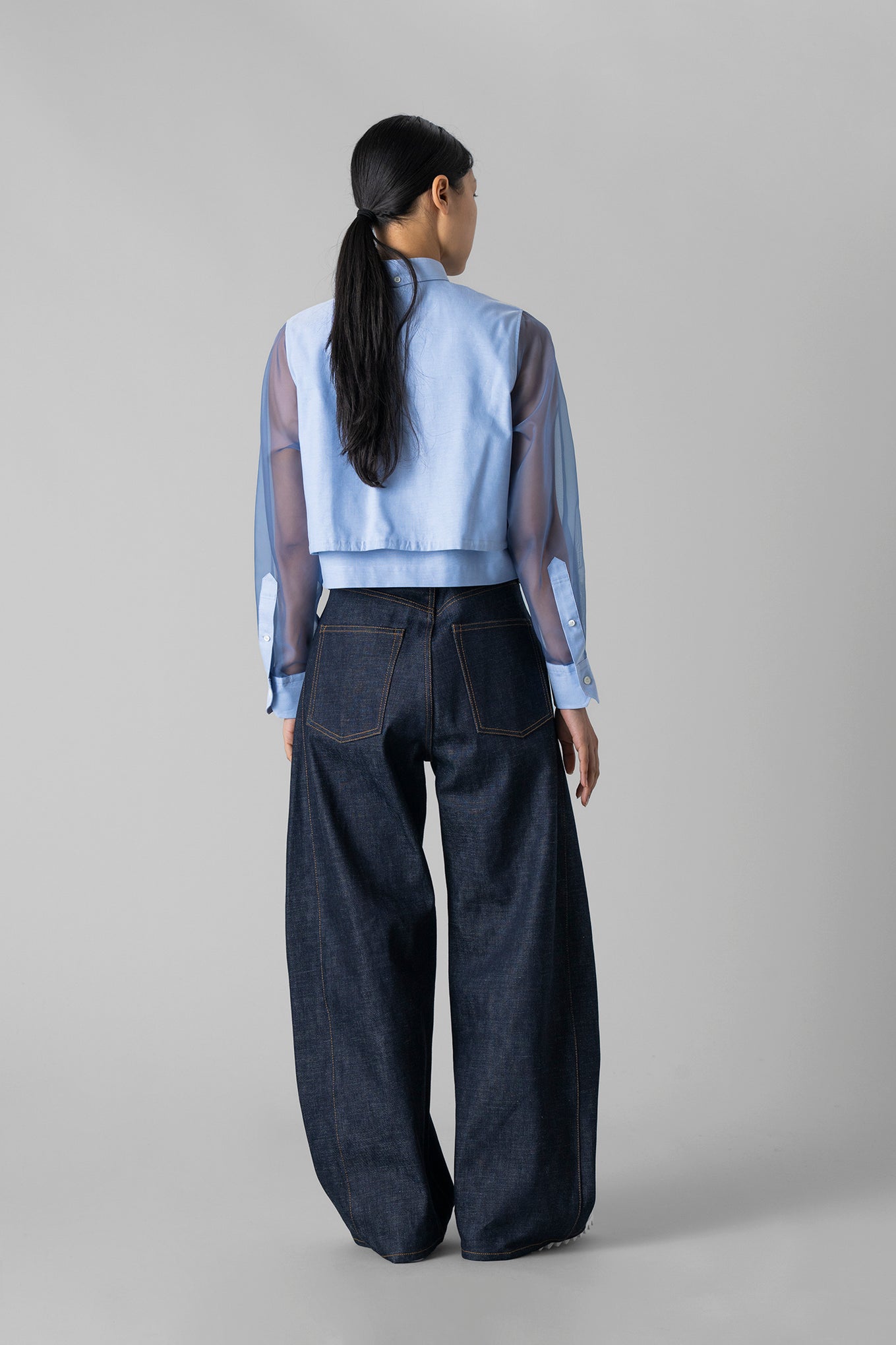 HYKE / ハイク | Oxford Sheer Sleeve Shirt シャツ | 2 | ライトブルー | レディース HYKE - HYKE / ハイク | Oxford Sheer Sleeve Shirt シャツ | 2