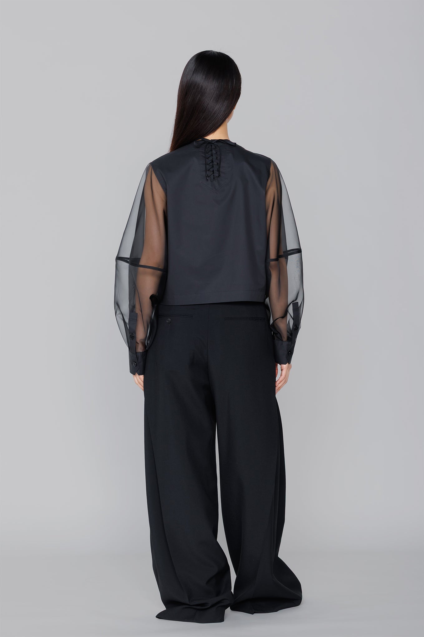 T/C SHEER SLEEVE SAILOR CROPPED BLOUSE – HYKE ONLINE STORE