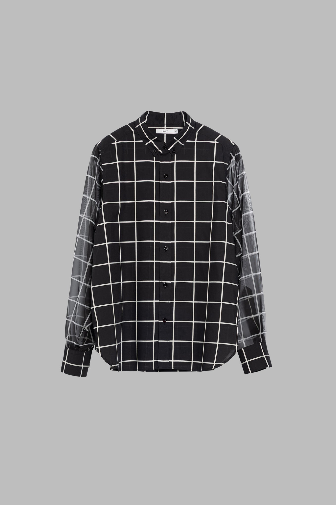 SHEER SLEEVE WINDOWPANE BLOUSE