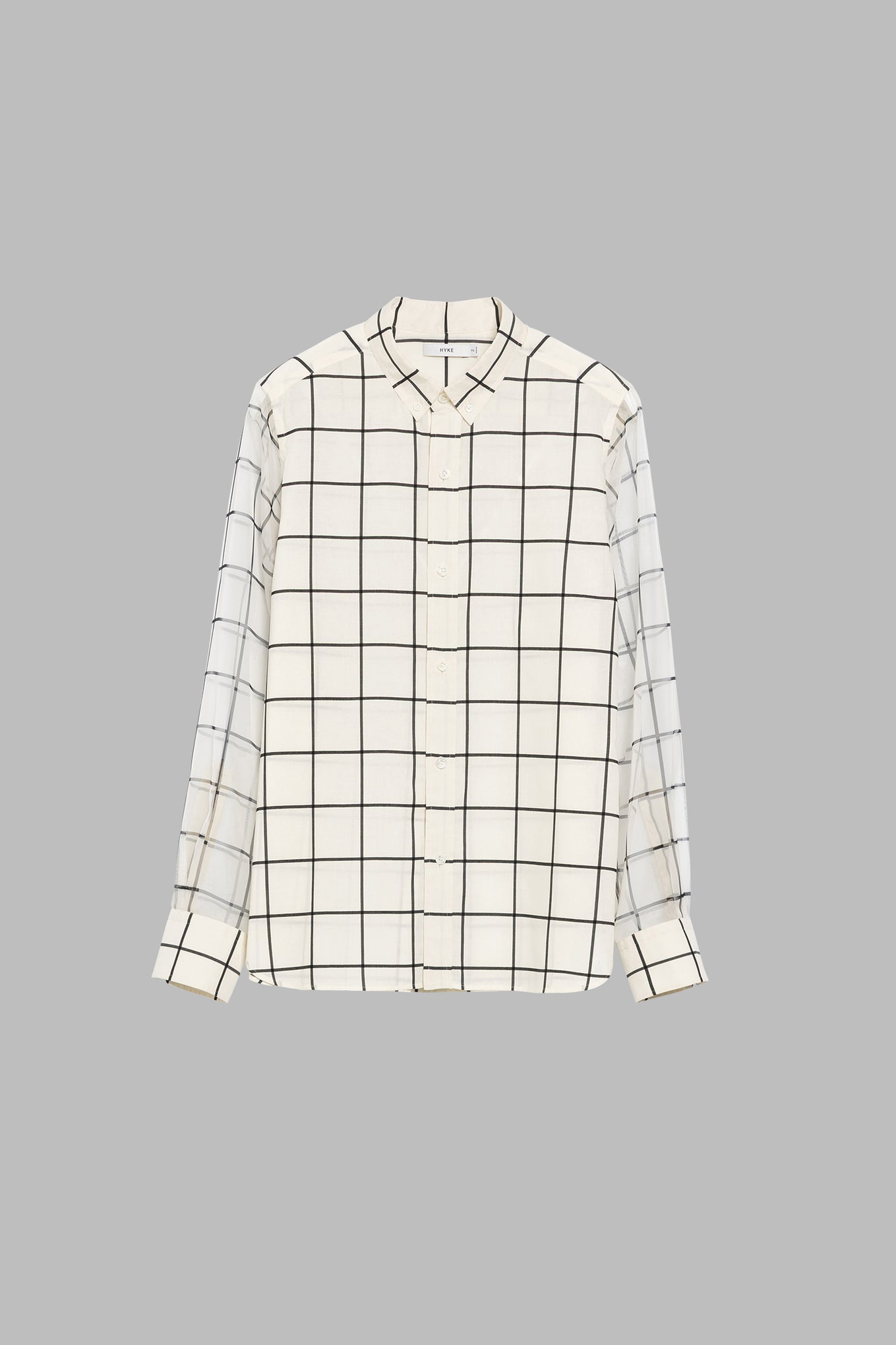 SHEER SLEEVE WINDOWPANE BLOUSE