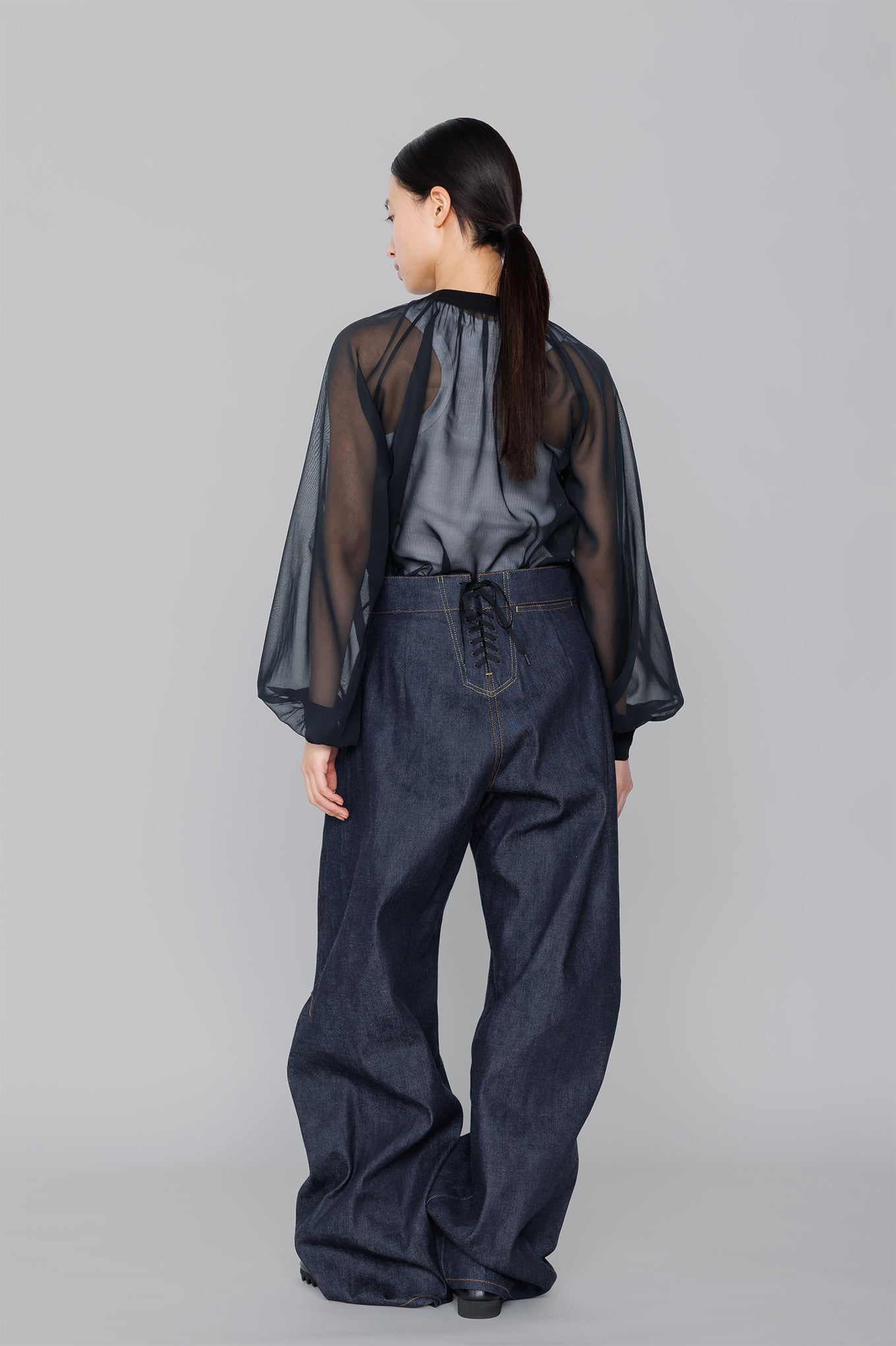 COTTON VOILE SHIRRED BLOUSE