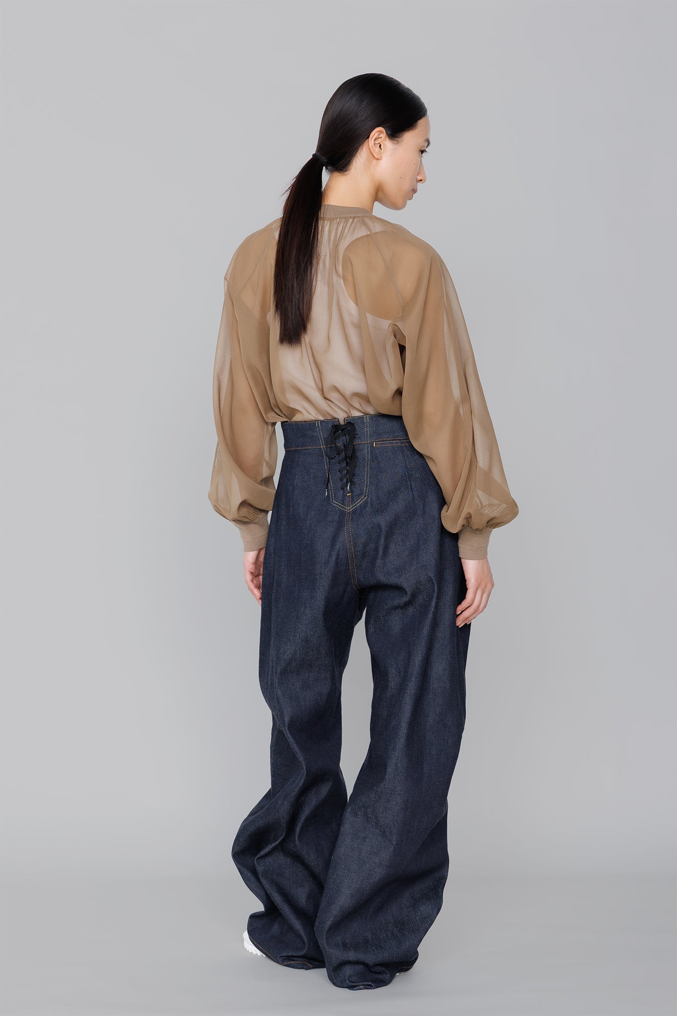 COTTON VOILE SHIRRED BLOUSE