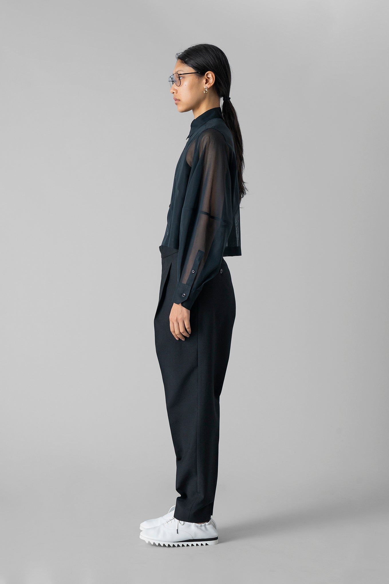 COTTON VOILE BALLOON SLEEVE SHIRT