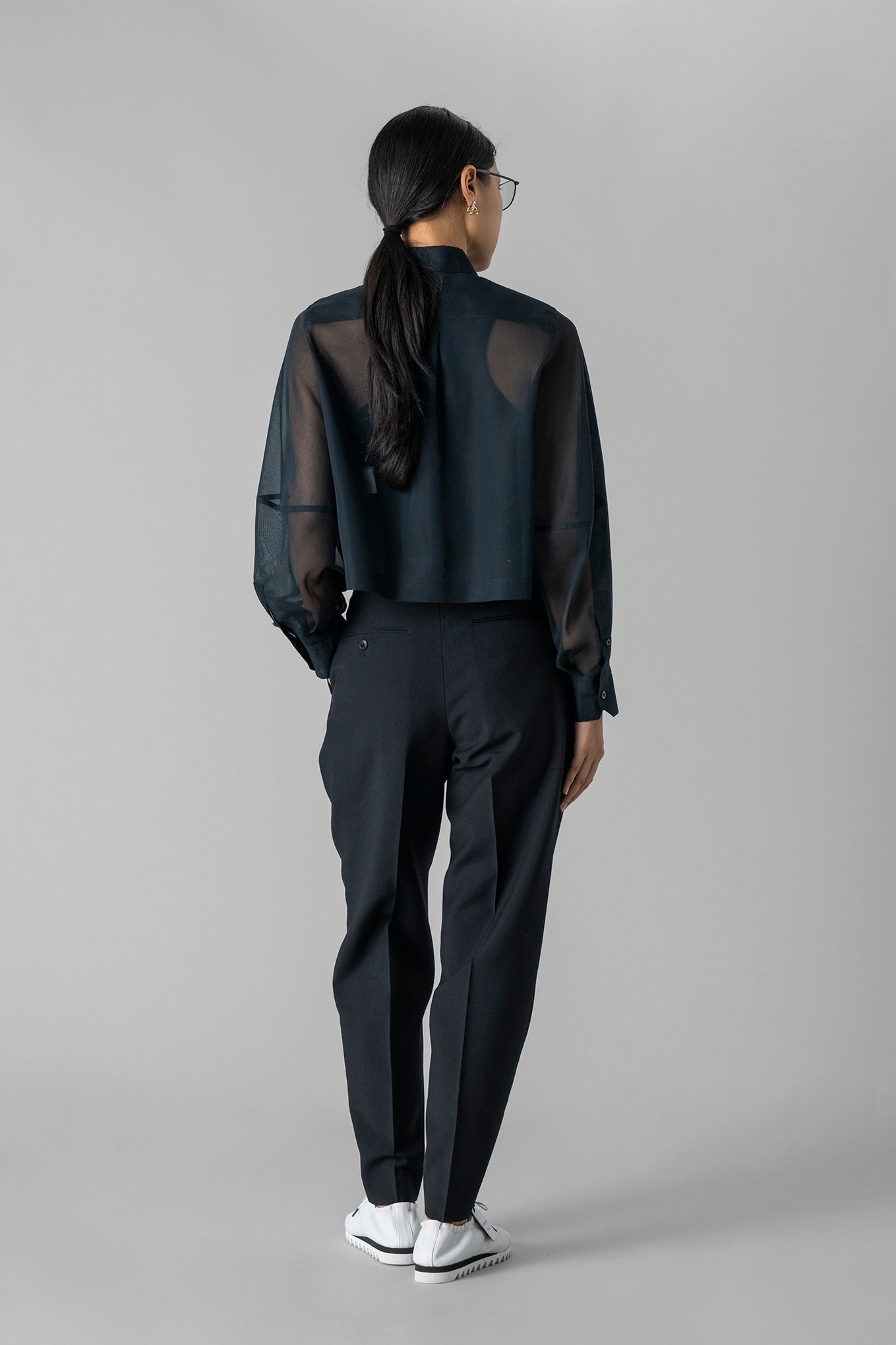 COTTON VOILE BALLOON SLEEVE SHIRT