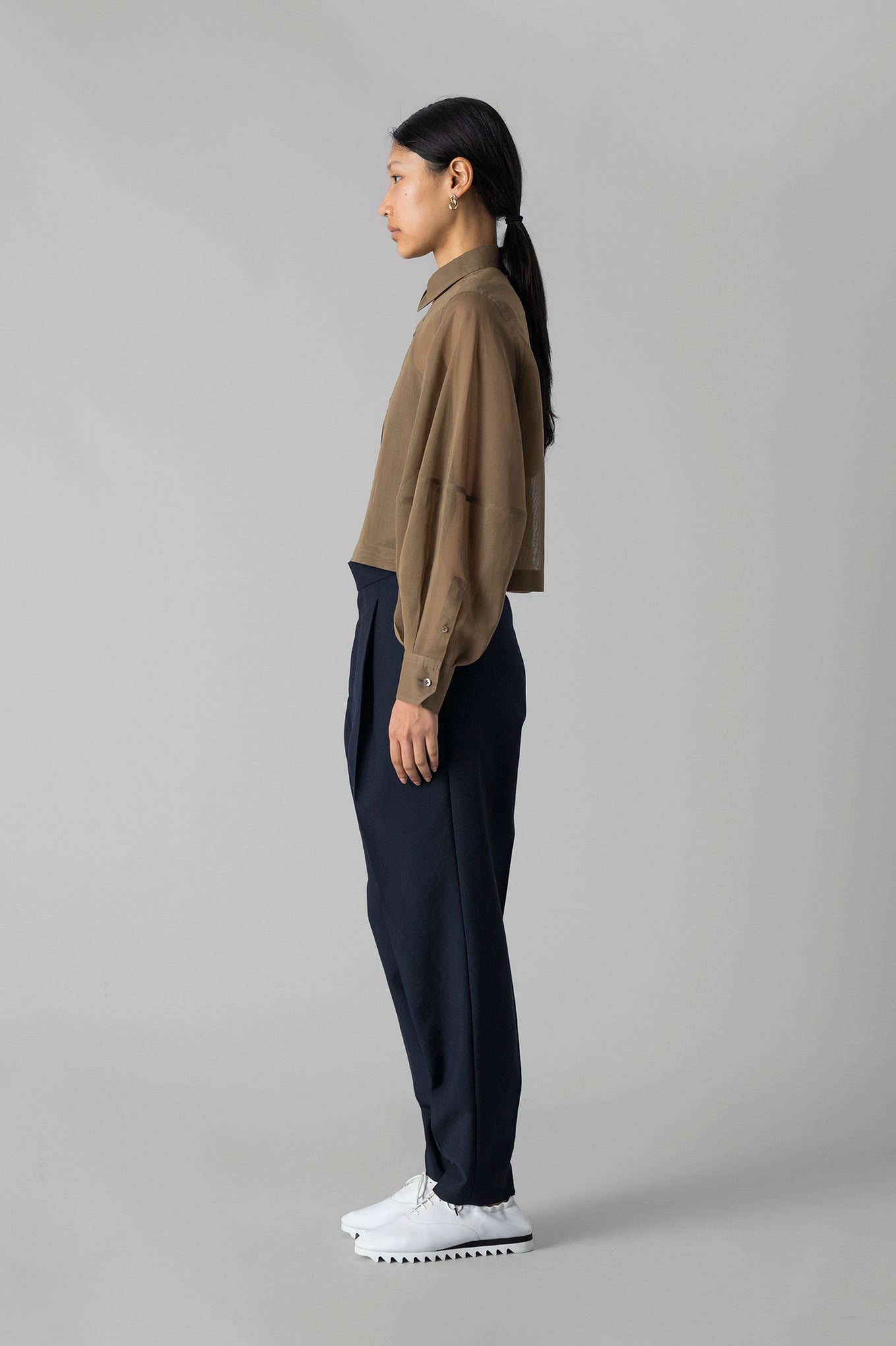 COTTON VOILE BALLOON SLEEVE SHIRT