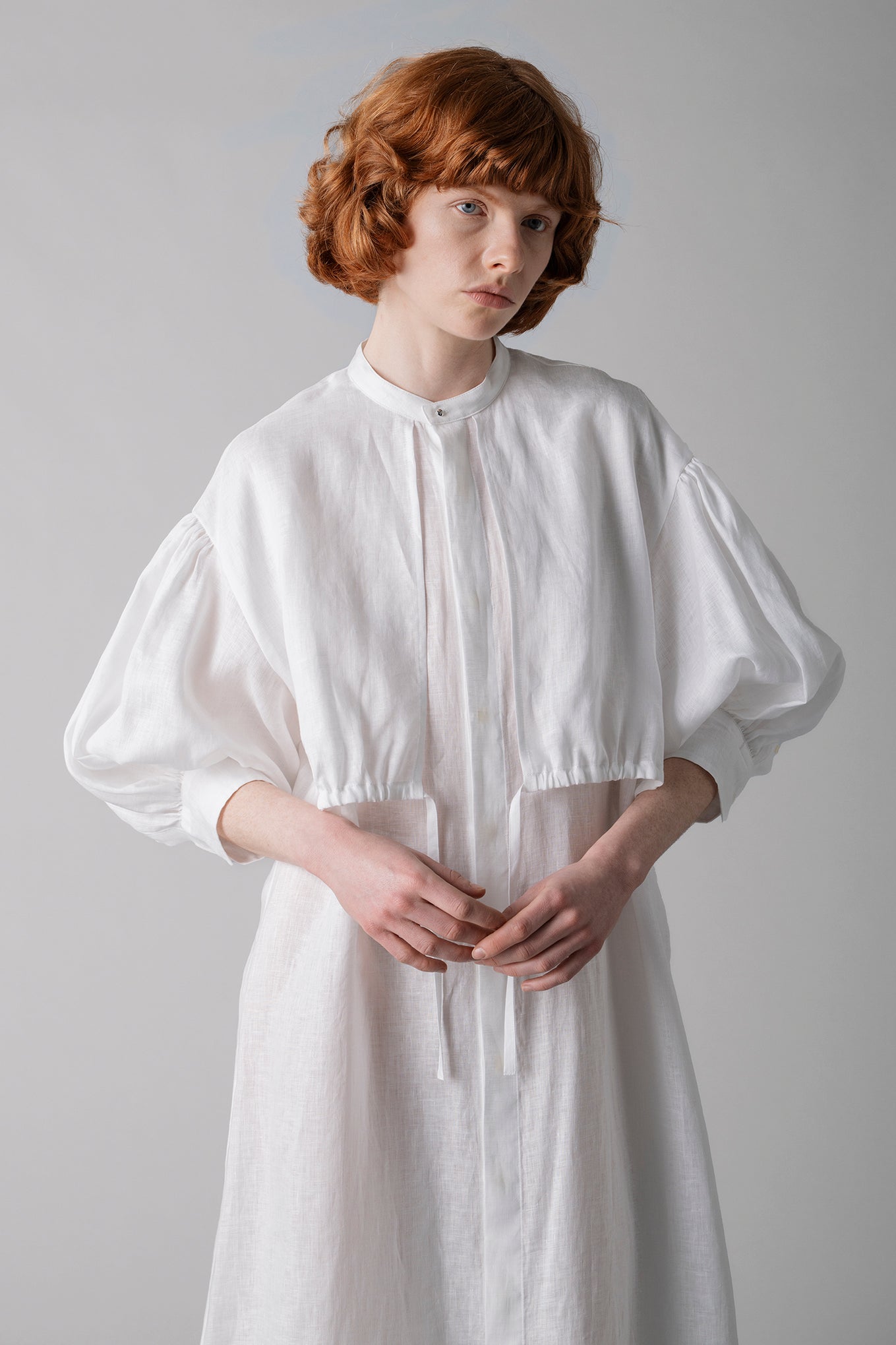 LINEN BALLOON SLEEVE DRESS – HYKE ONLINE STORE
