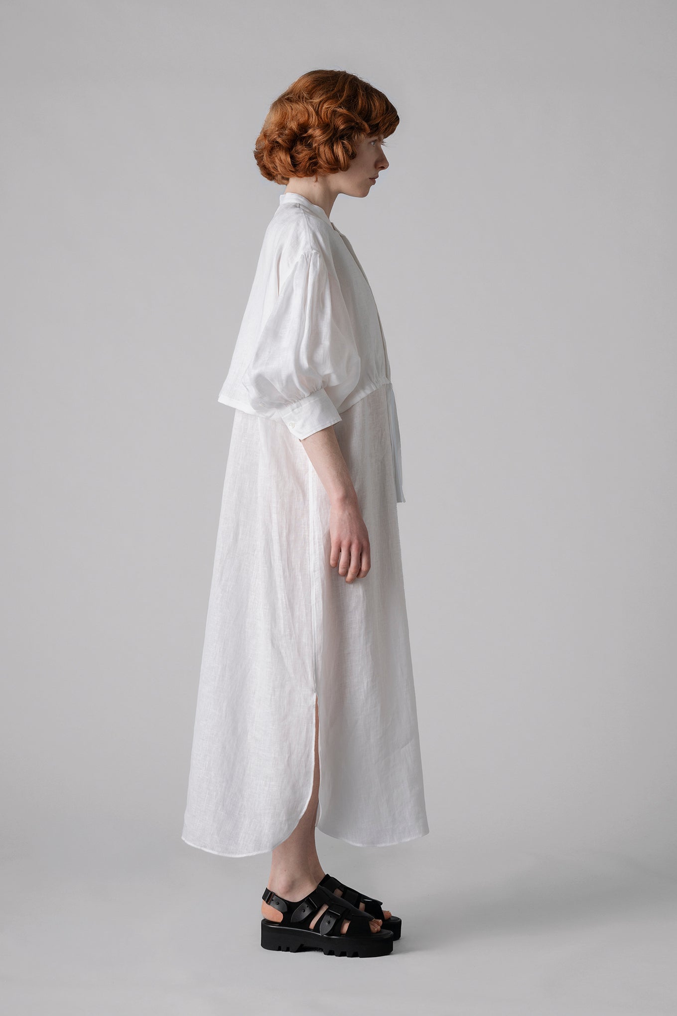LINEN BALLOON SLEEVE DRESS – HYKE ONLINE STORE