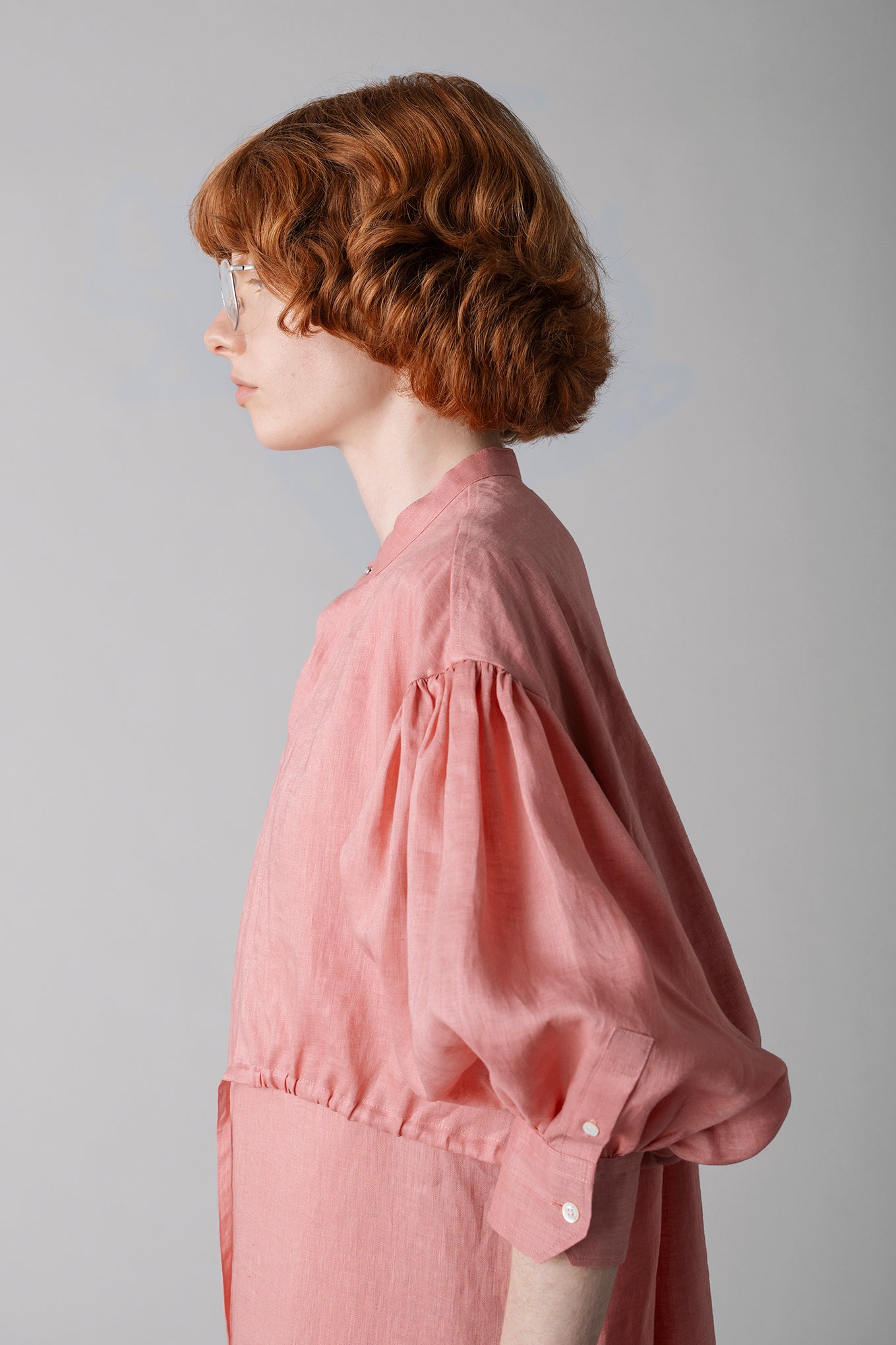 LINEN BALLOON SLEEVE DRESS