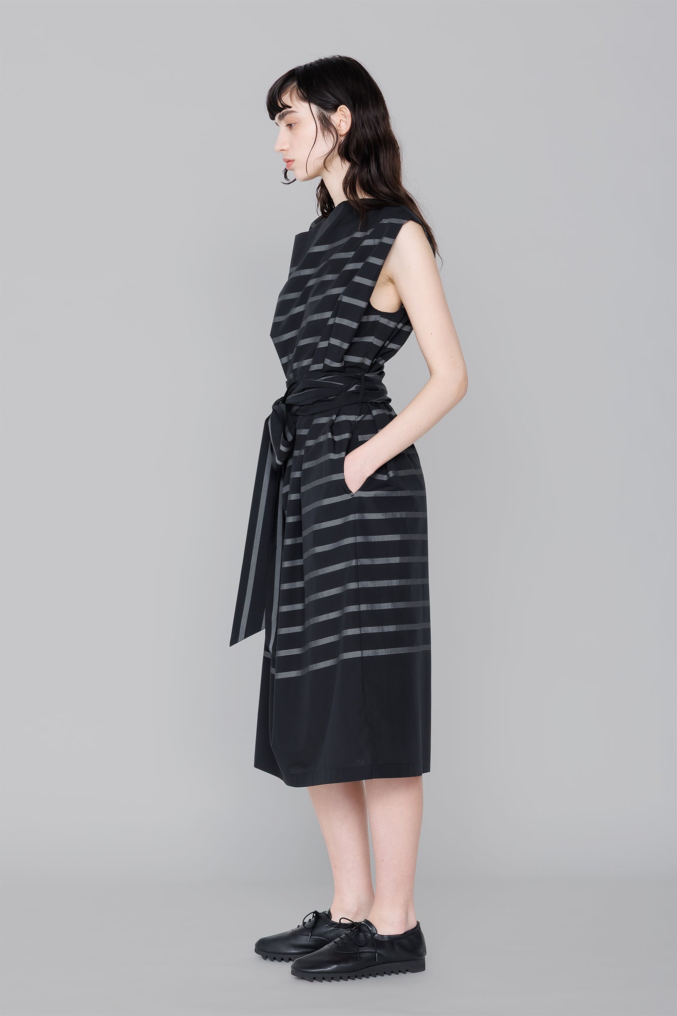 STRIPE COWL NECK DRESS