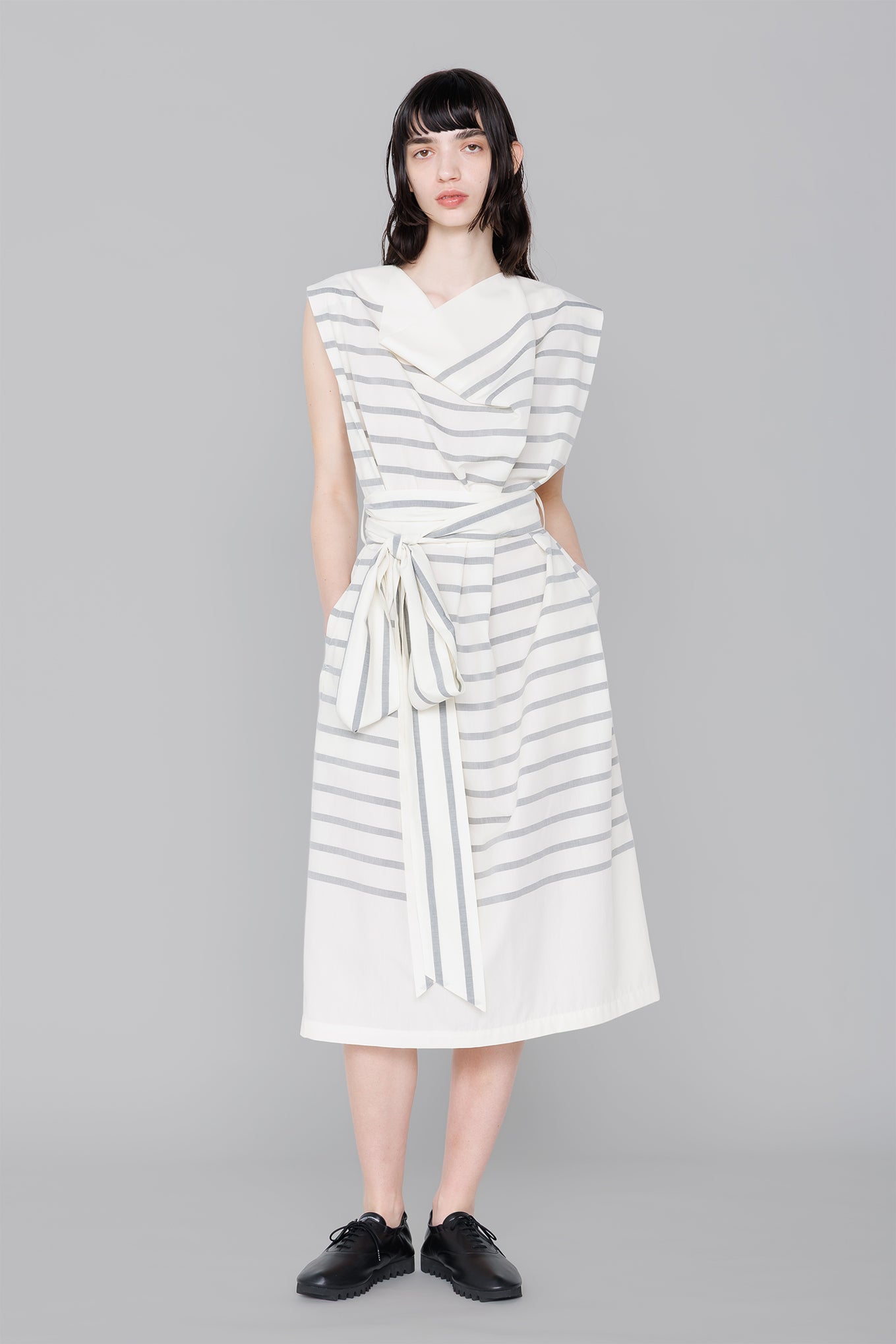 STRIPE COWL NECK DRESS