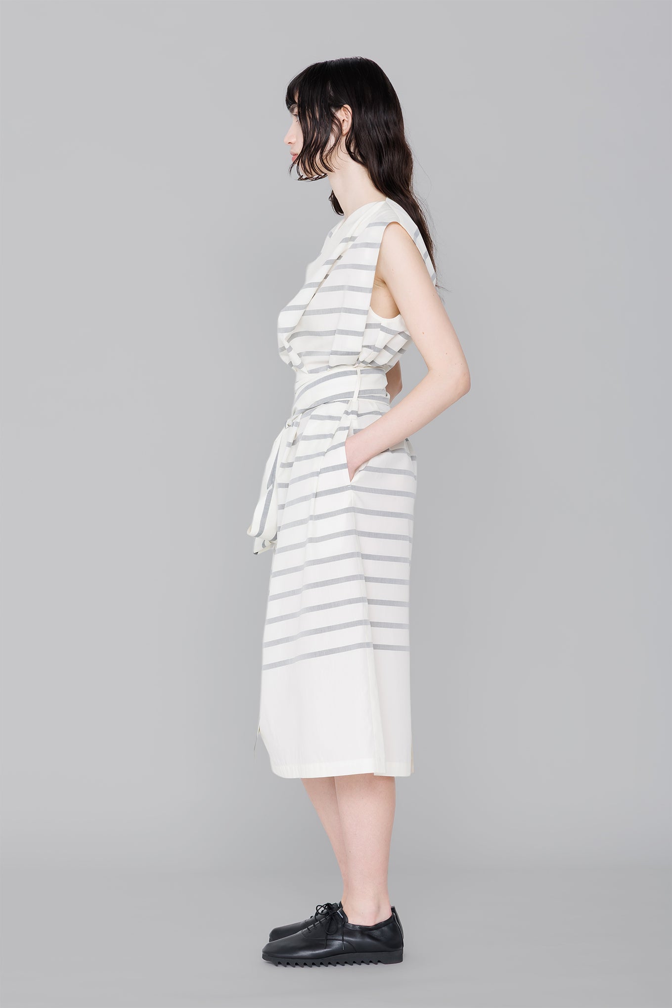STRIPE COWL NECK DRESS