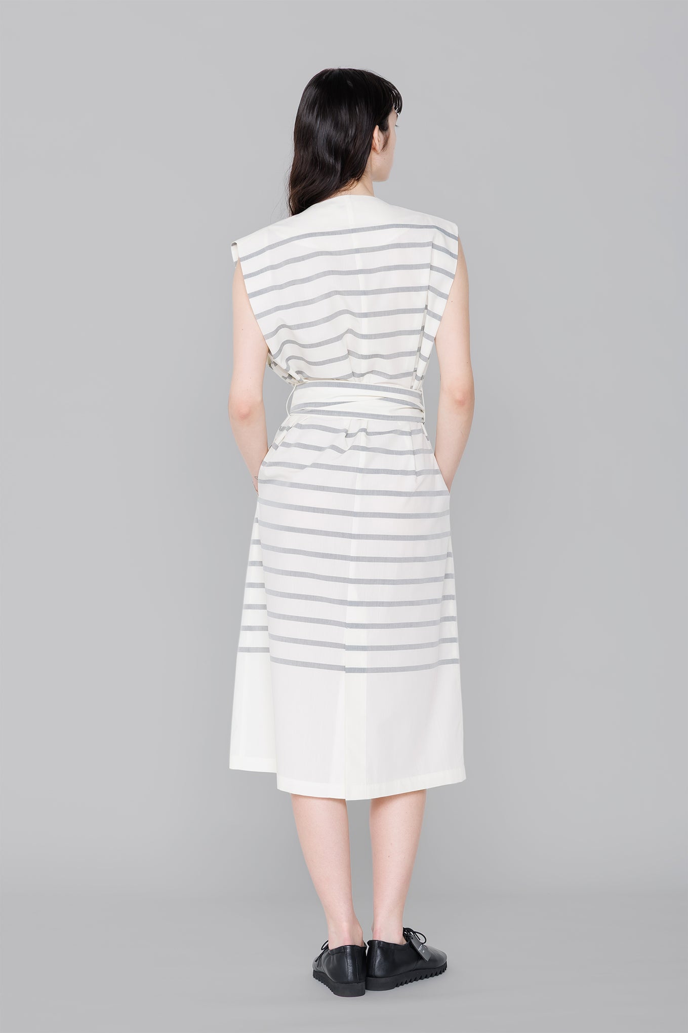 STRIPE COWL NECK DRESS