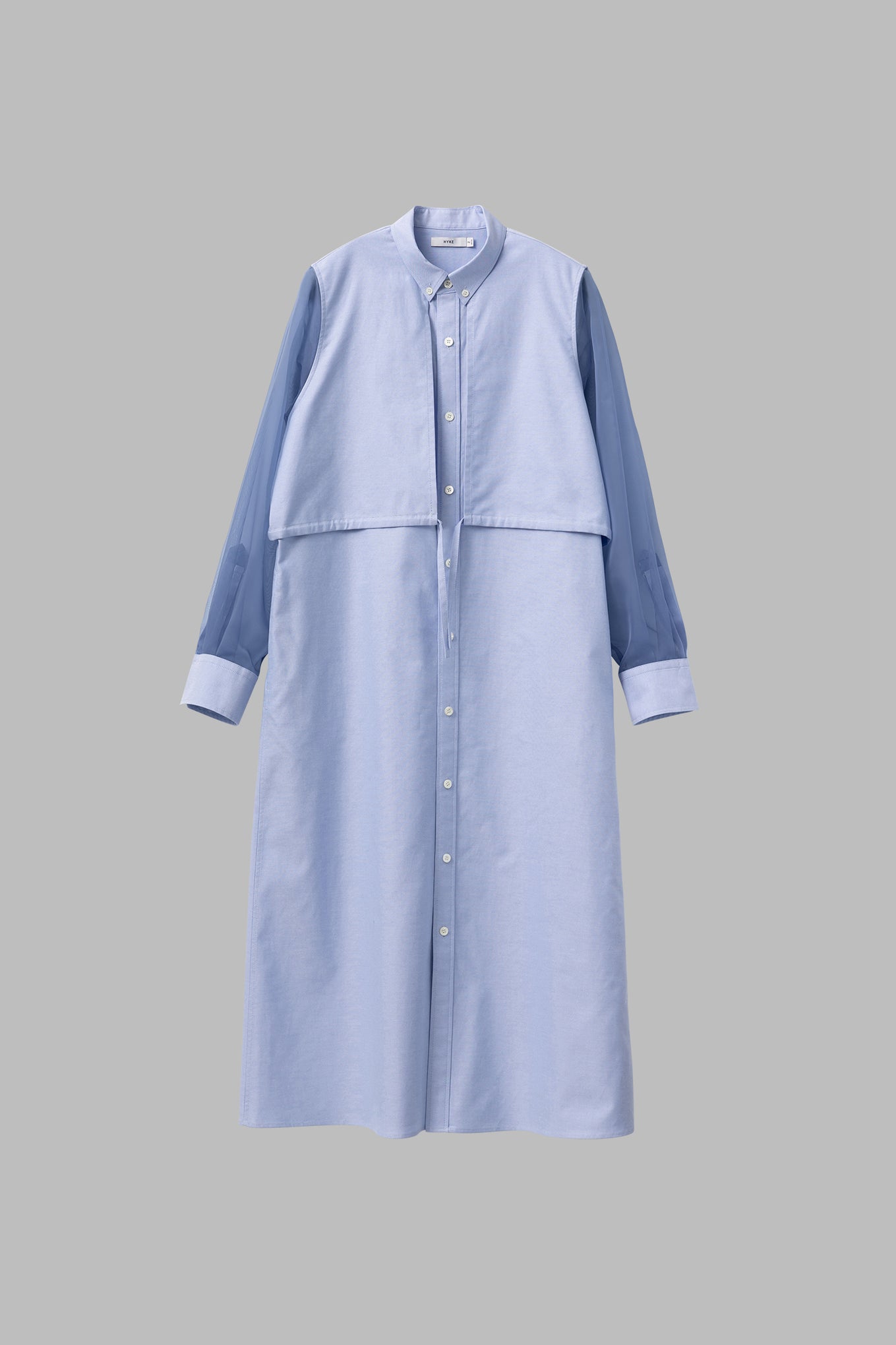 OXFORD SHEER SLEEVE DRESS