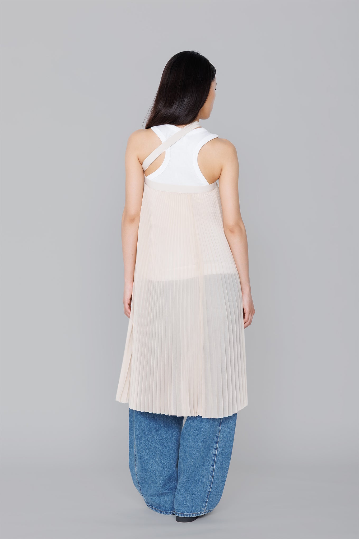 SHEER PLEATED WRAP DRESS – HYKE ONLINE STORE