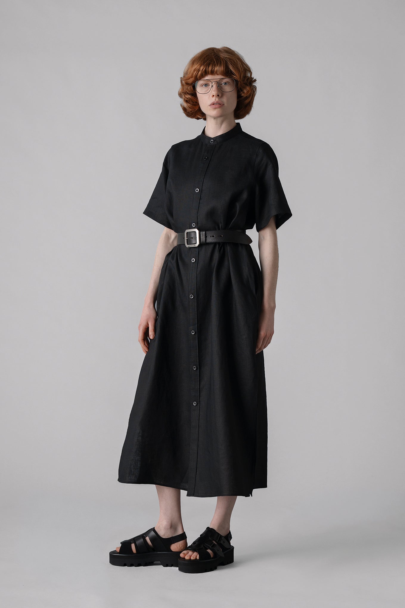 LINEN MAXI SHIRT DRESS