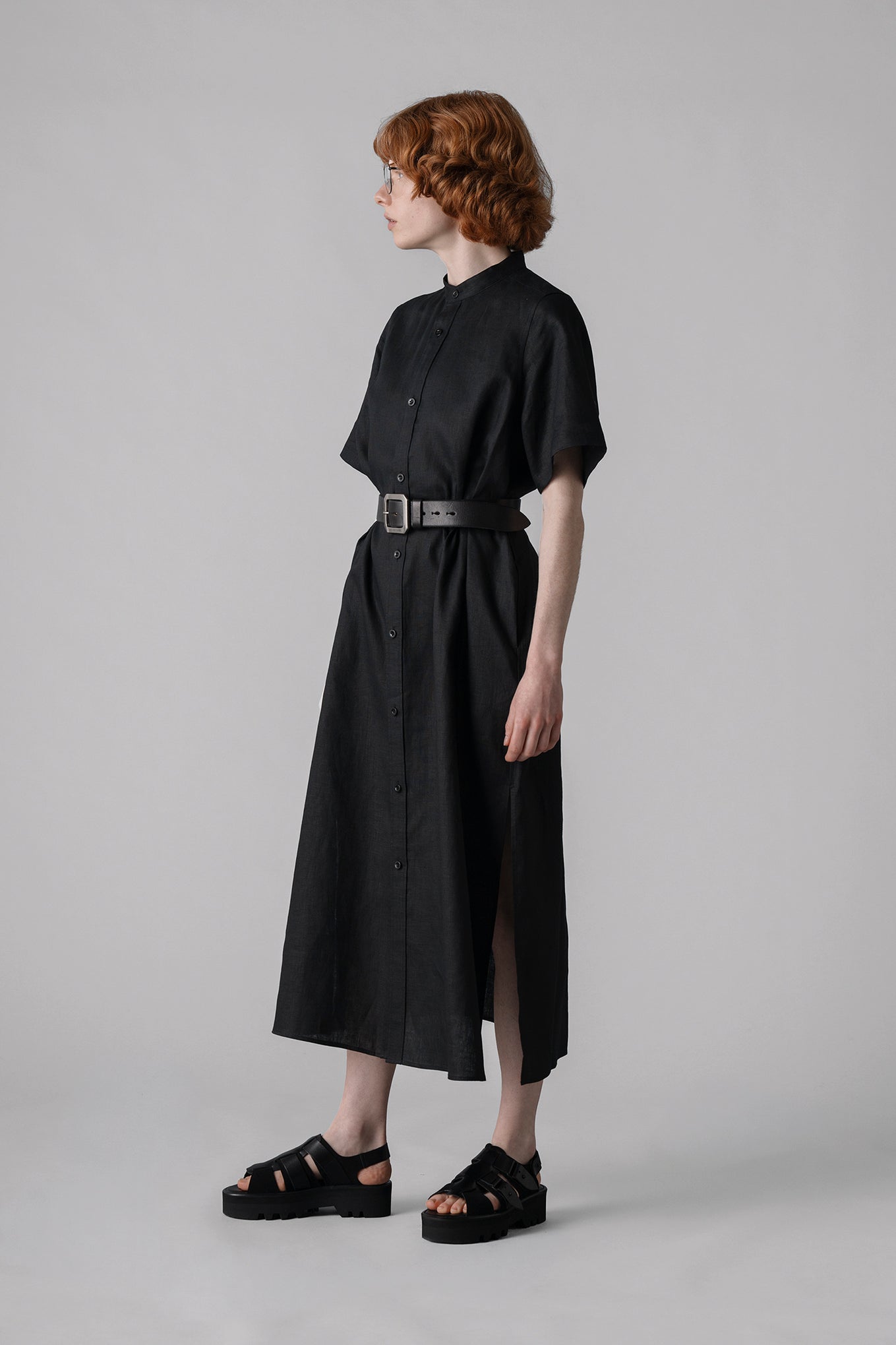 LINEN MAXI SHIRT DRESS
